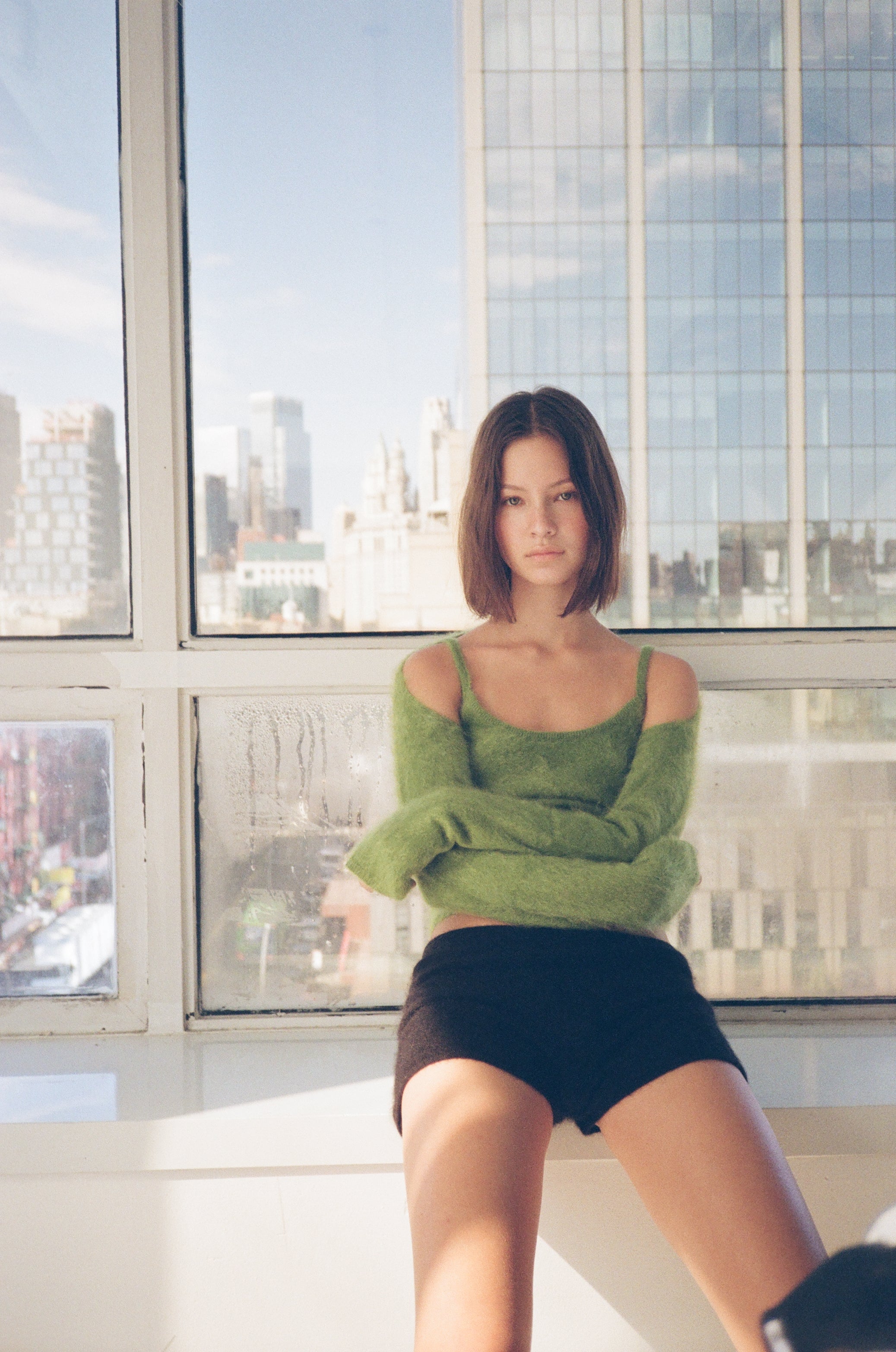 Hairy Cashmere Sleeves - Wasabi