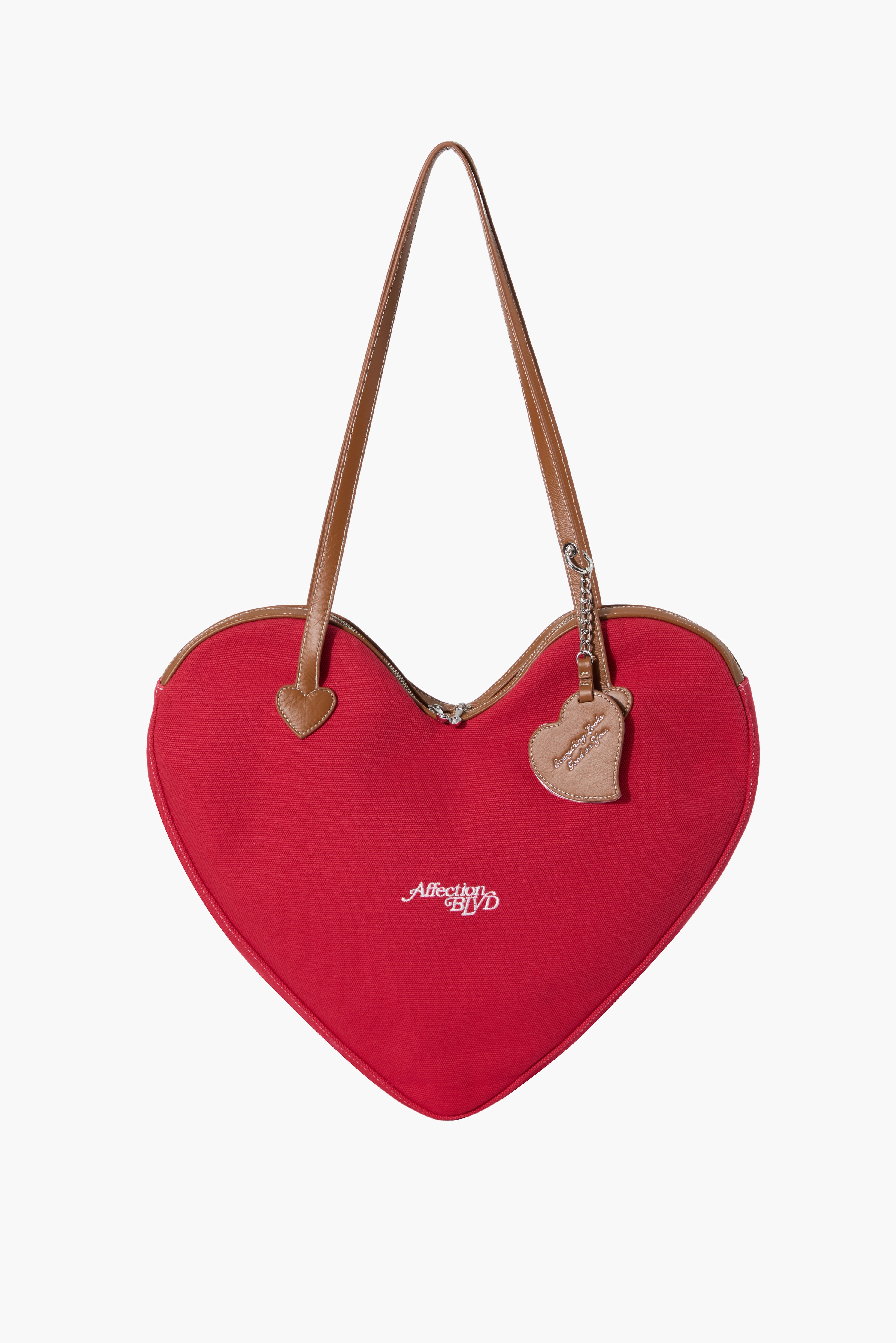 Big Heart Bag with Leather (Red) + Mirror Charm
