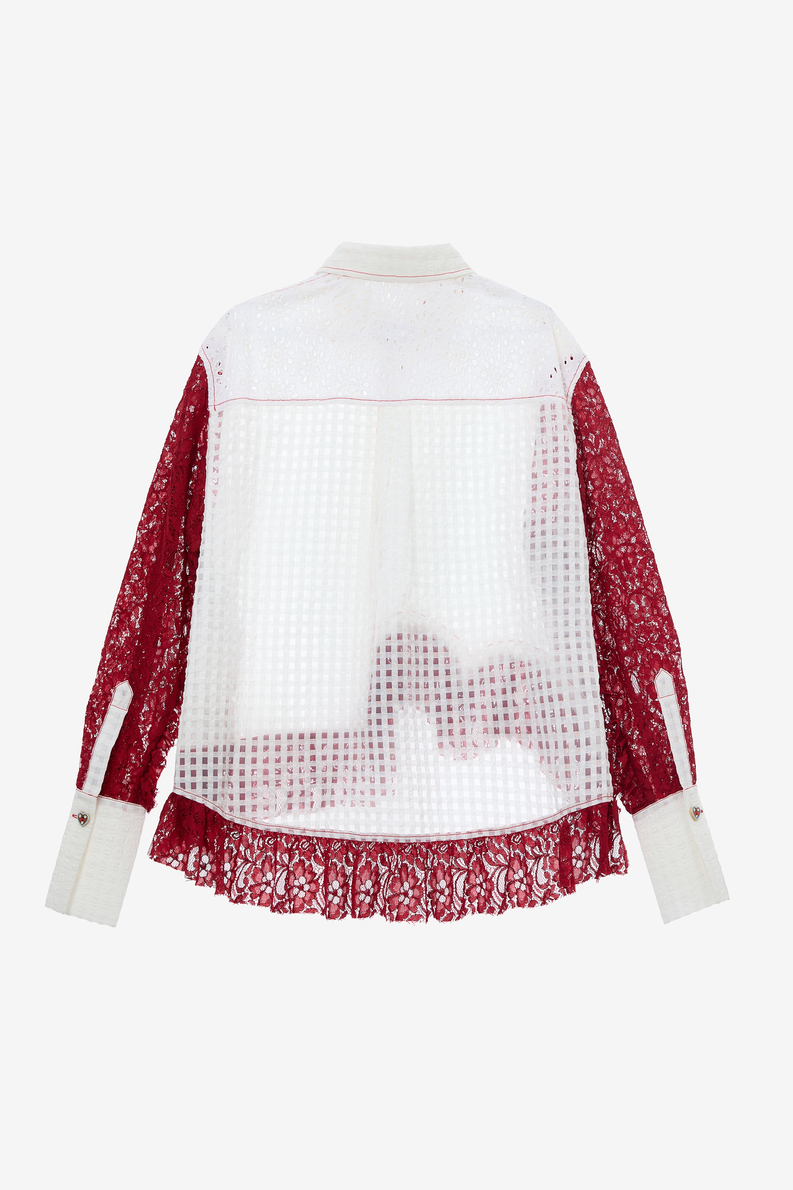 "I HEART U 2" Button Up- Red Lace