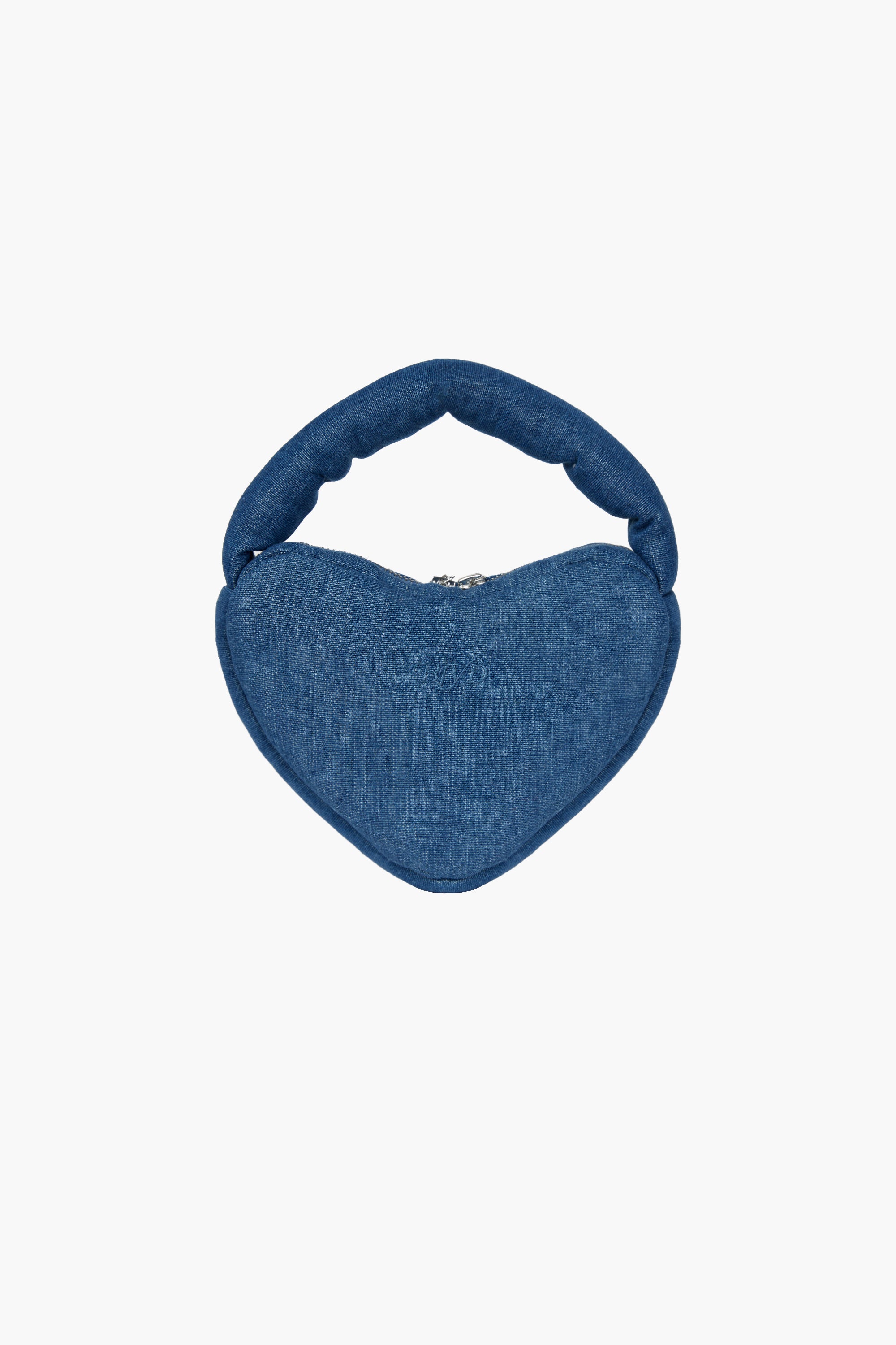 Marshmallow Heart Clutch in Denim