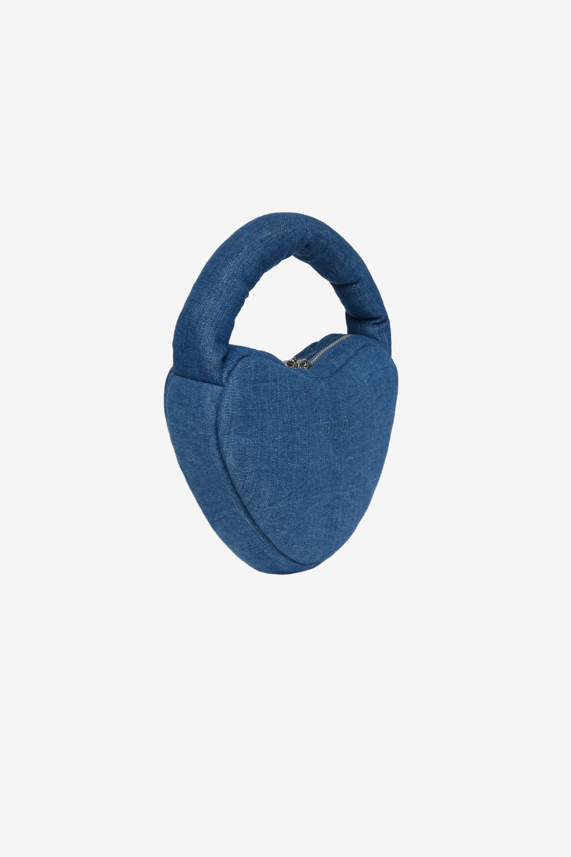 Marshmallow Heart Clutch in Denim