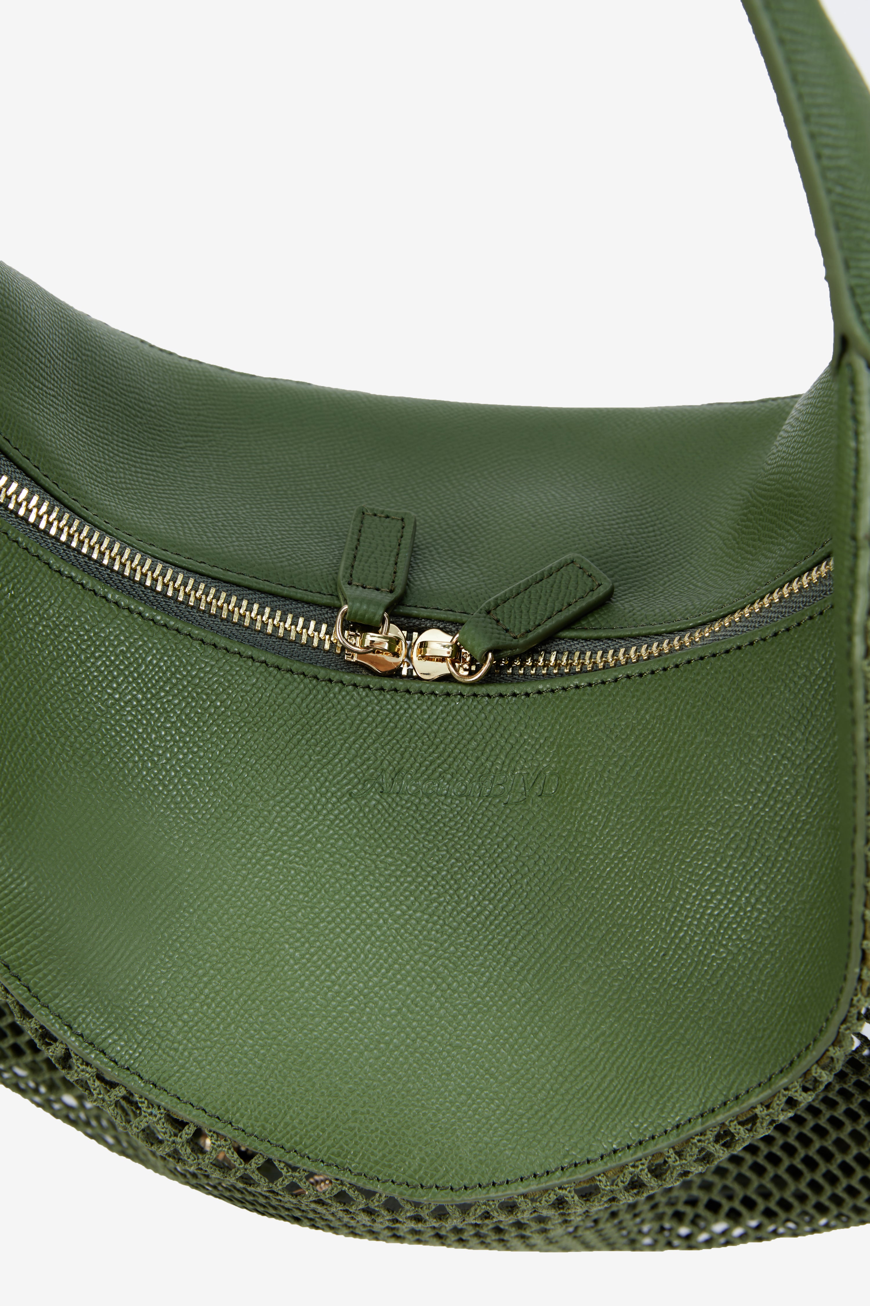 'Heart Mesh' Medium Shoulder Bag - Olive