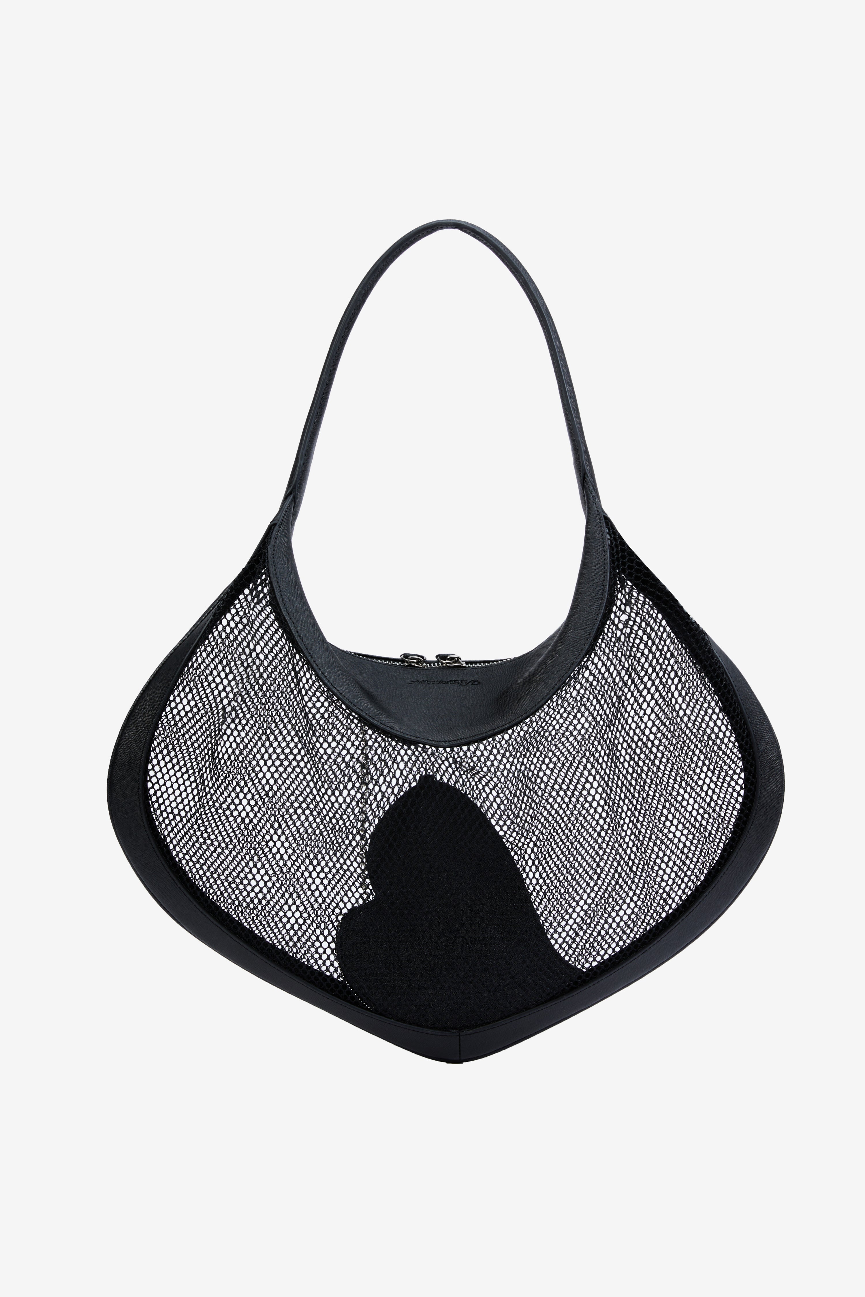 'Heart Mesh' Medium Shoulder Bag - Black