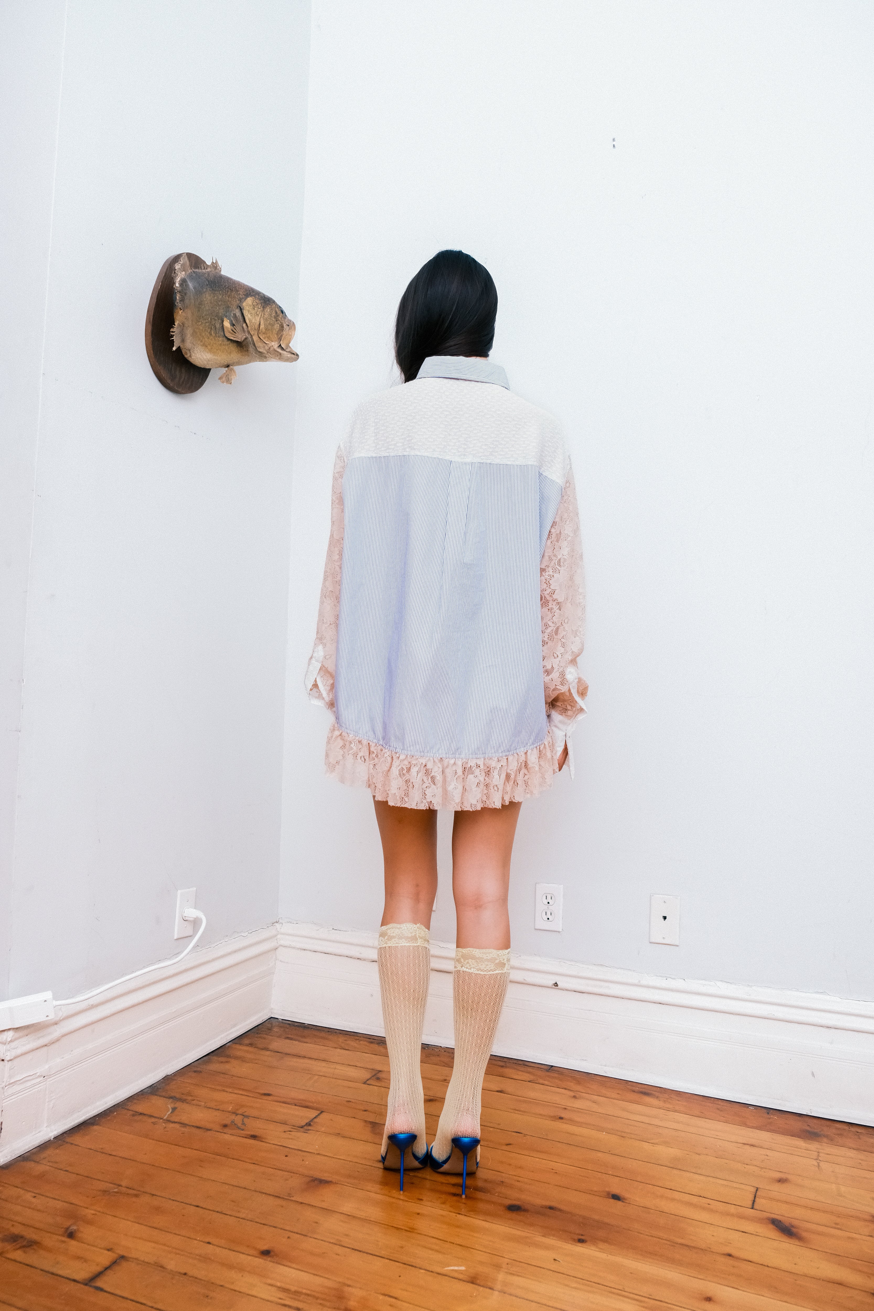 "I HEART U 2" Button Up- Peach Lace