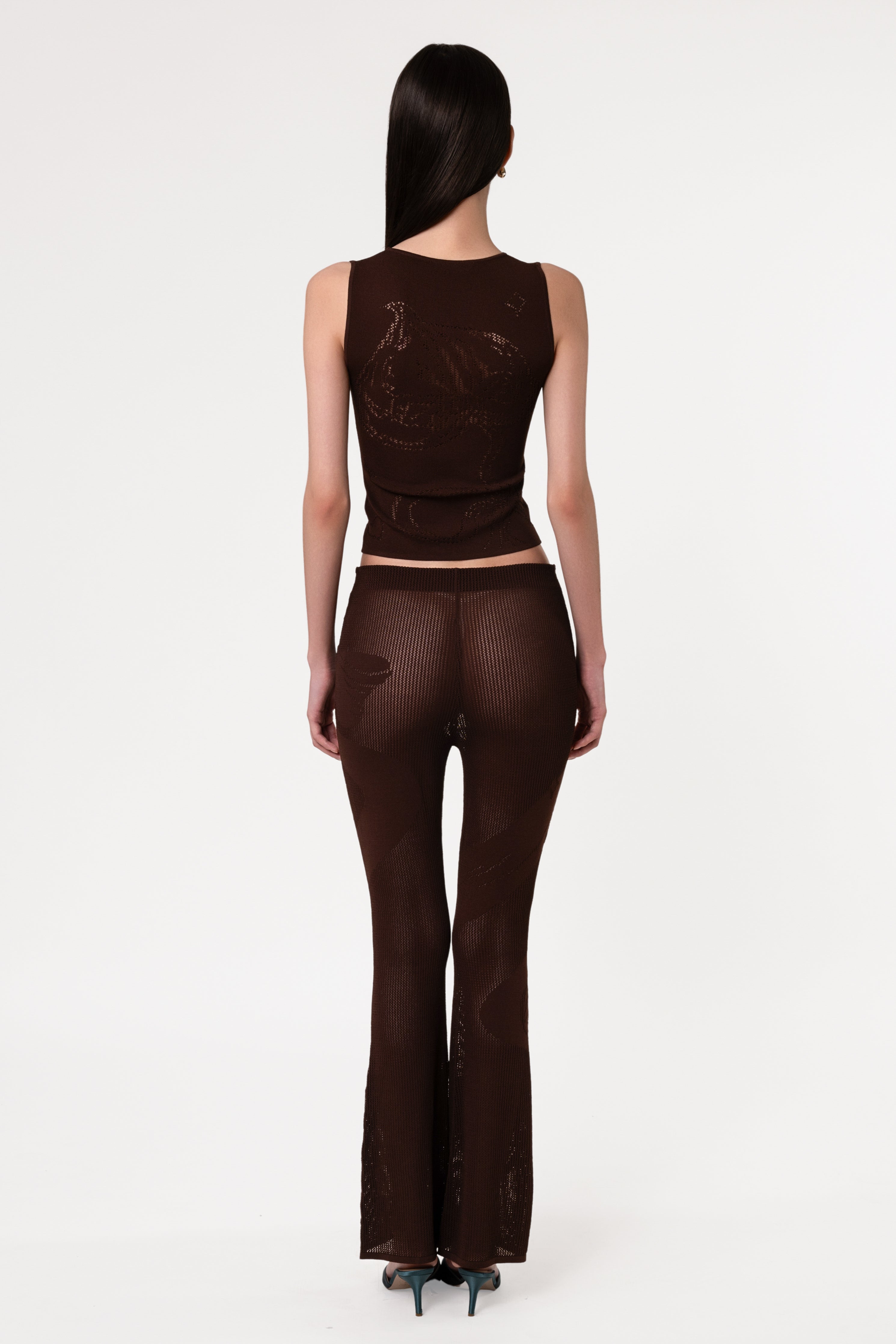 The Bow Mesh Pants in Mocha