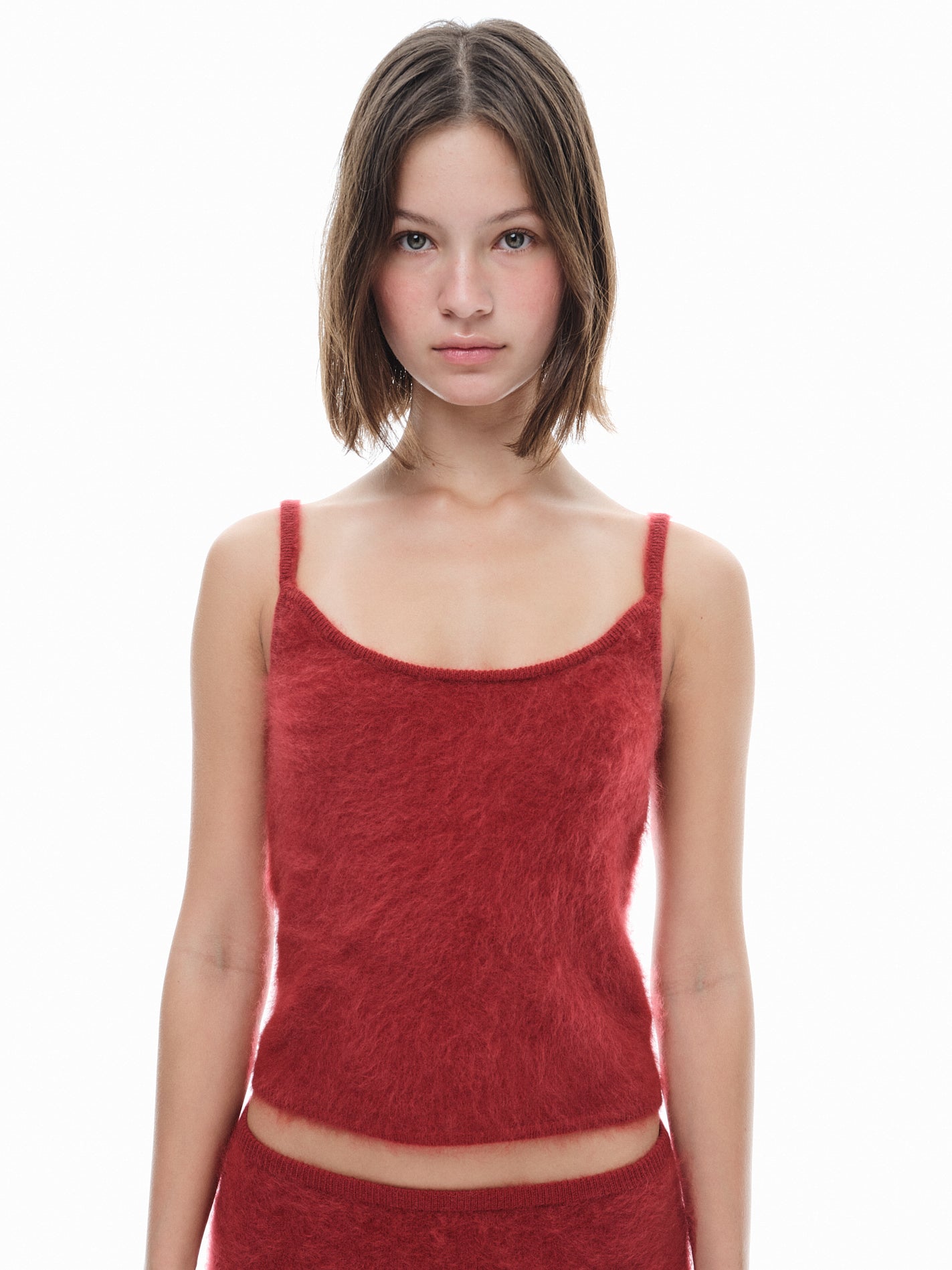 Hairy Cashmere Tank - Pomegranate