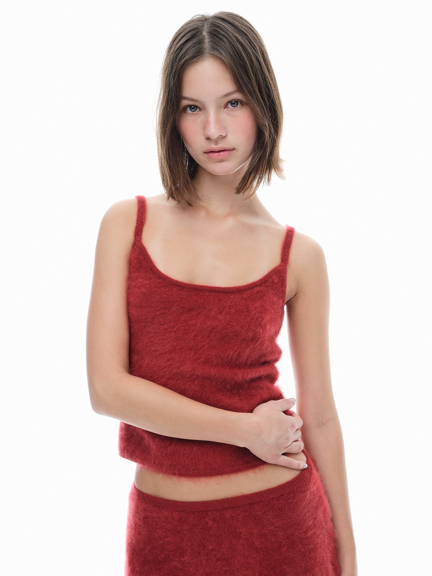 Hairy Cashmere Tank - Pomegranate