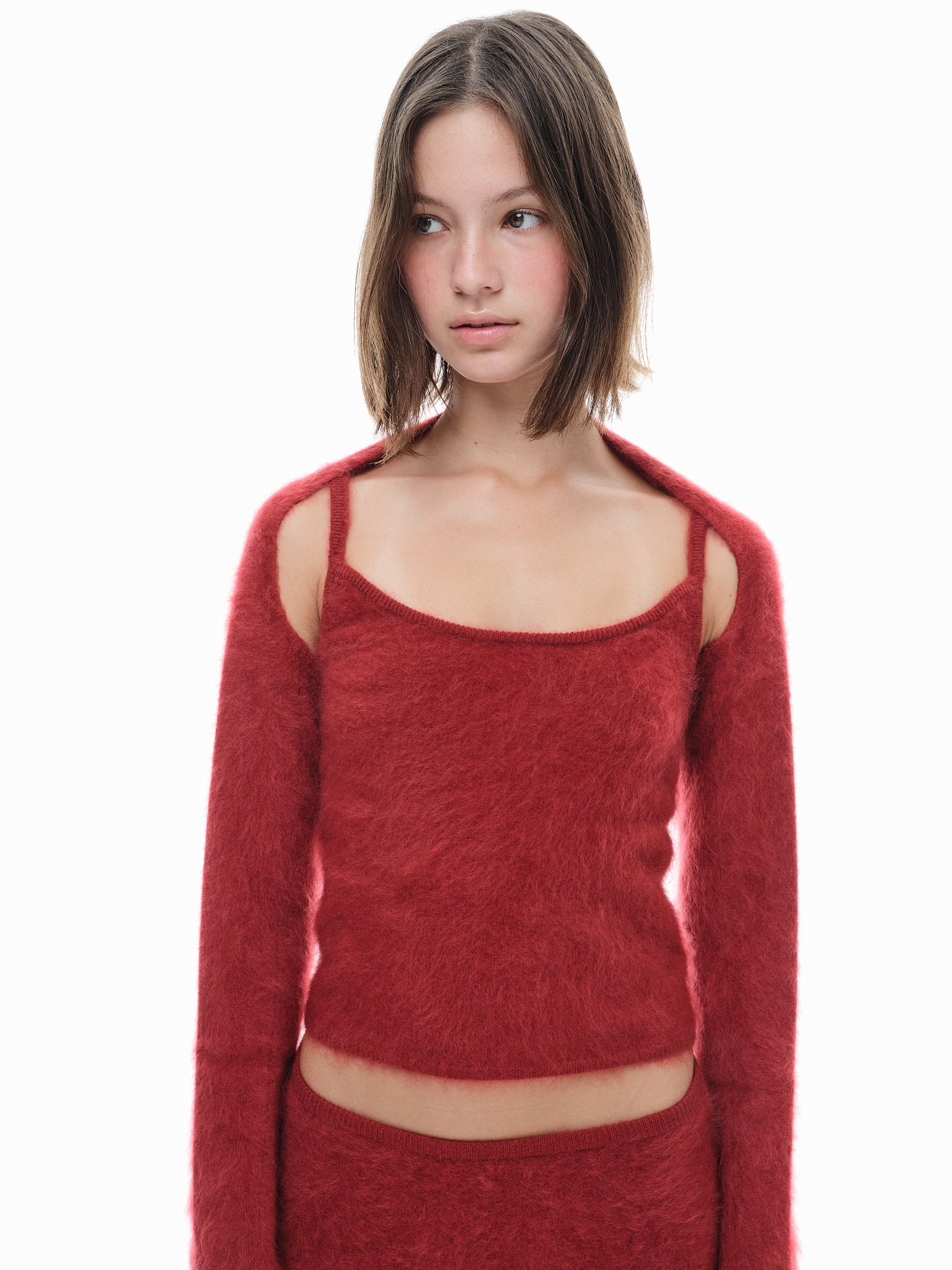 Hairy Cashmere Sleeves - Pomegranate