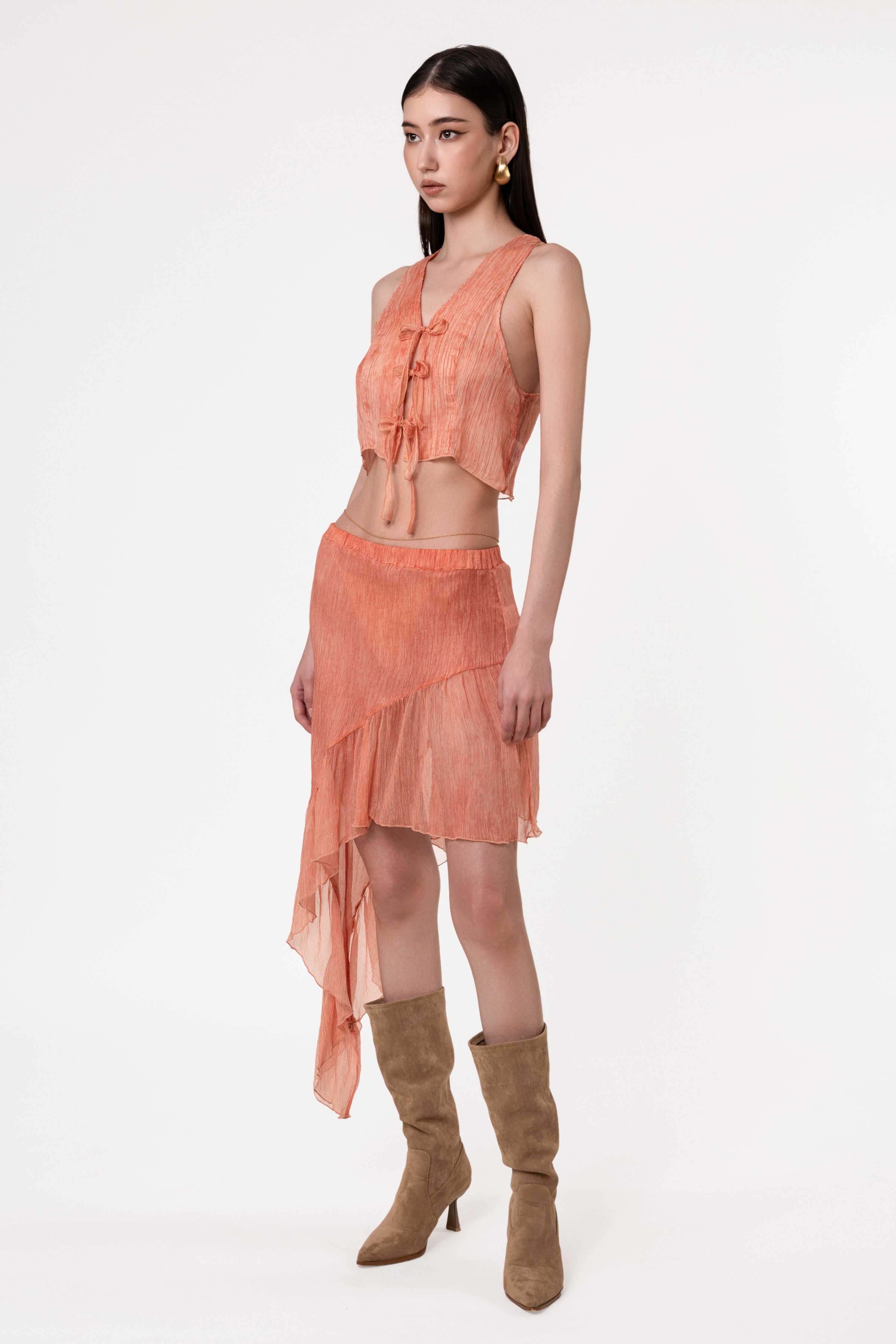 Springs Ruffle Silk Skirt
