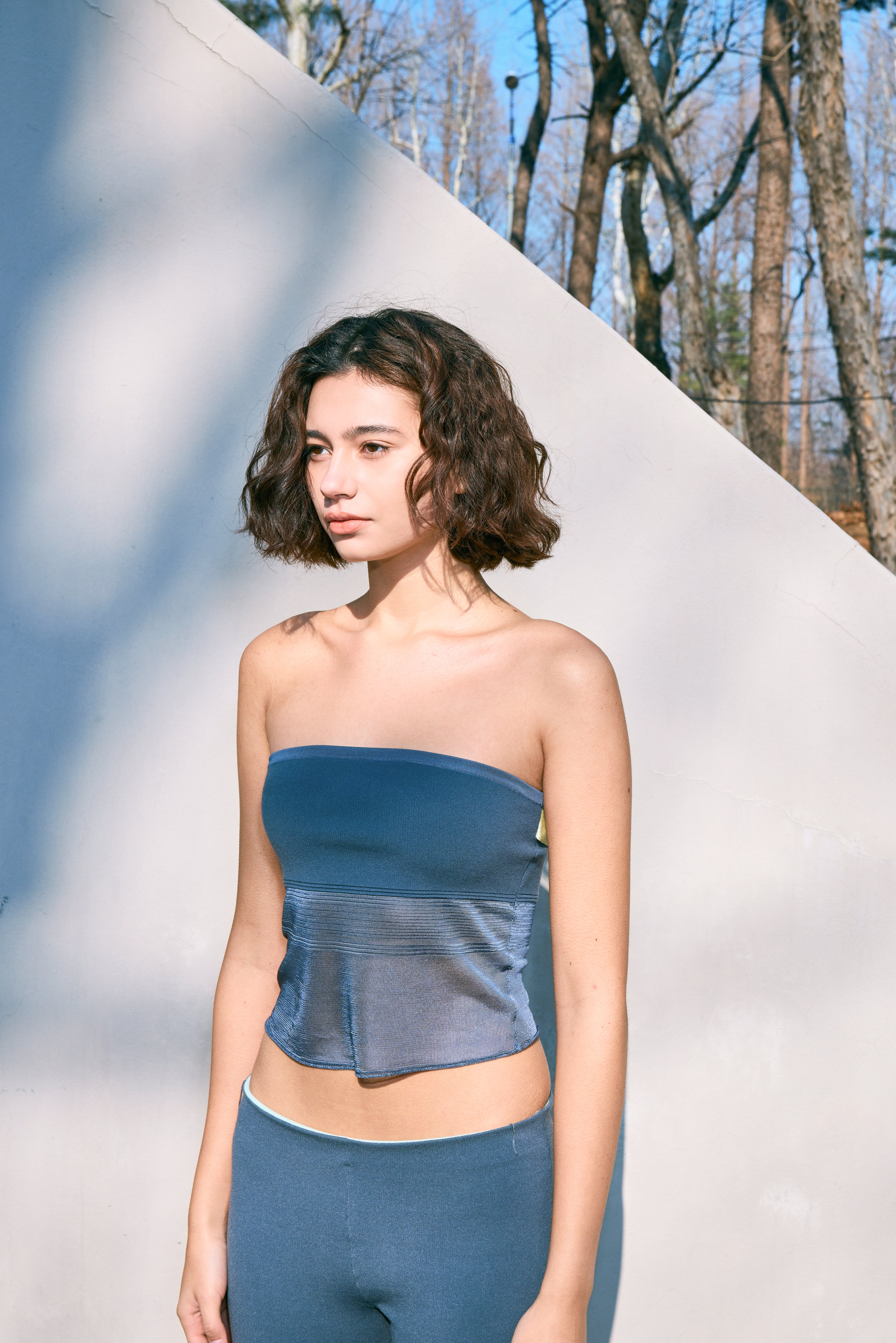 The Whisper Side Strap Tube in Grey