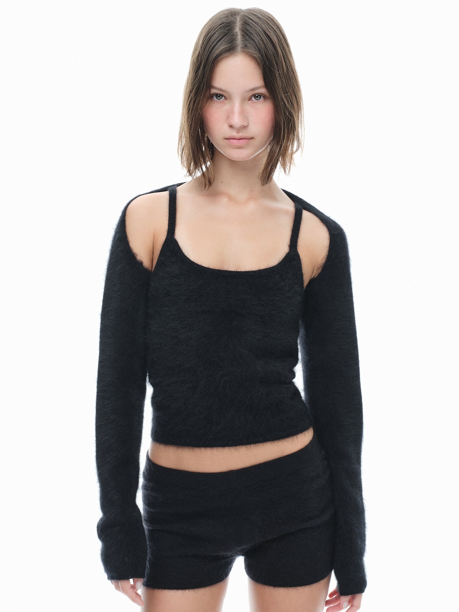 Hairy Cashmere Sleeves - Black