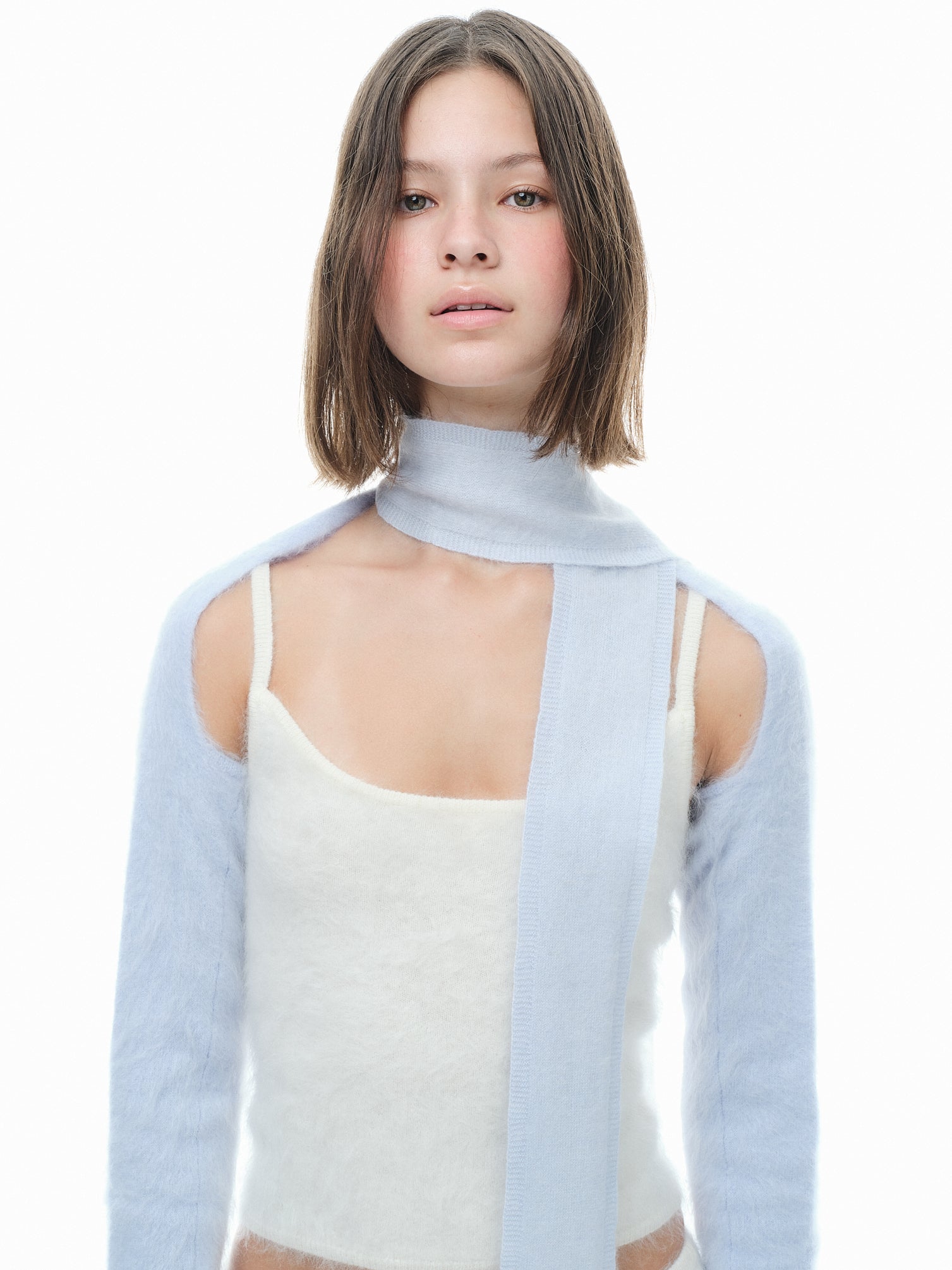 Hairy Cashmere Pocket Scarf - Frost