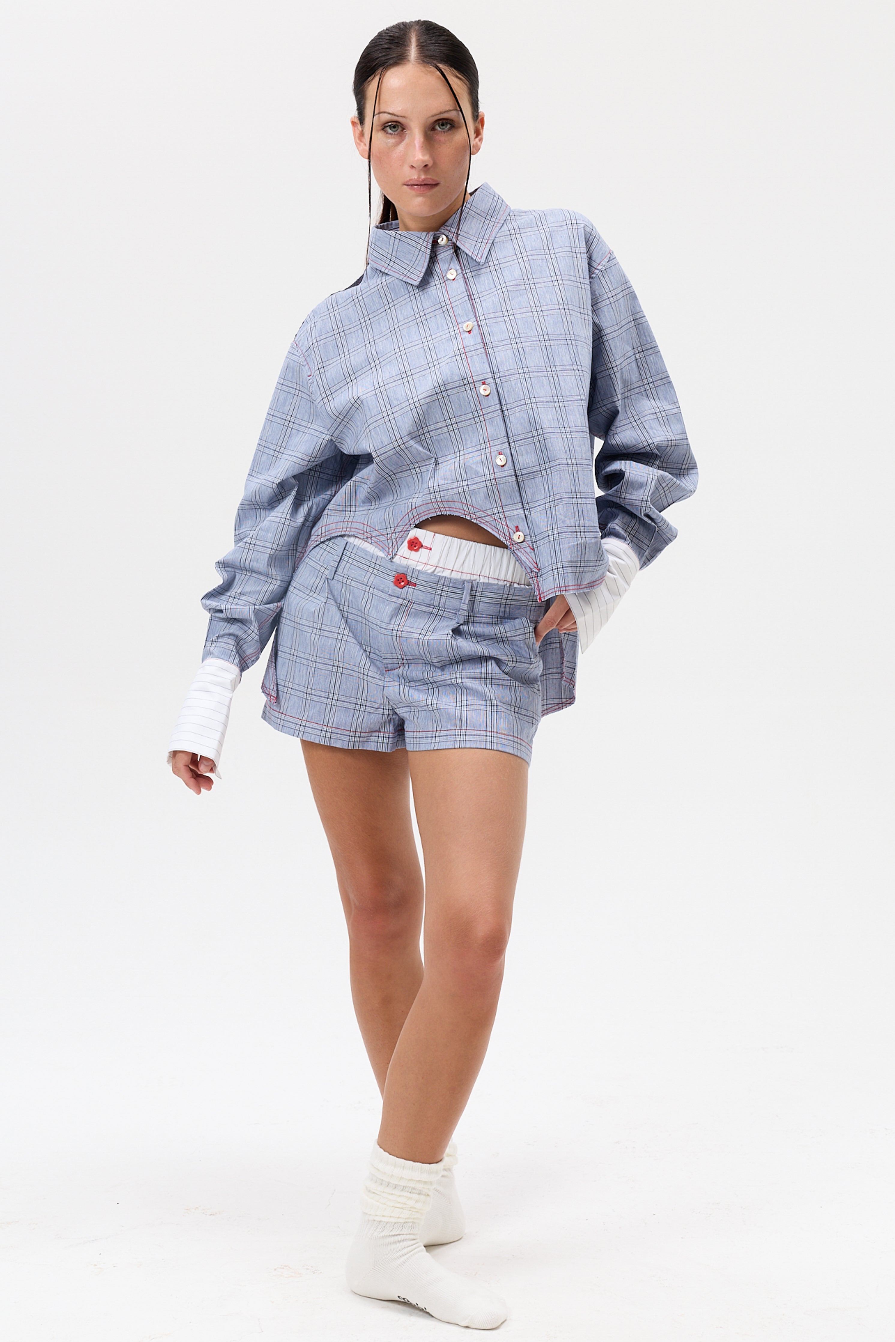 "I HEART U" Patchwork Button Up- Combo #5