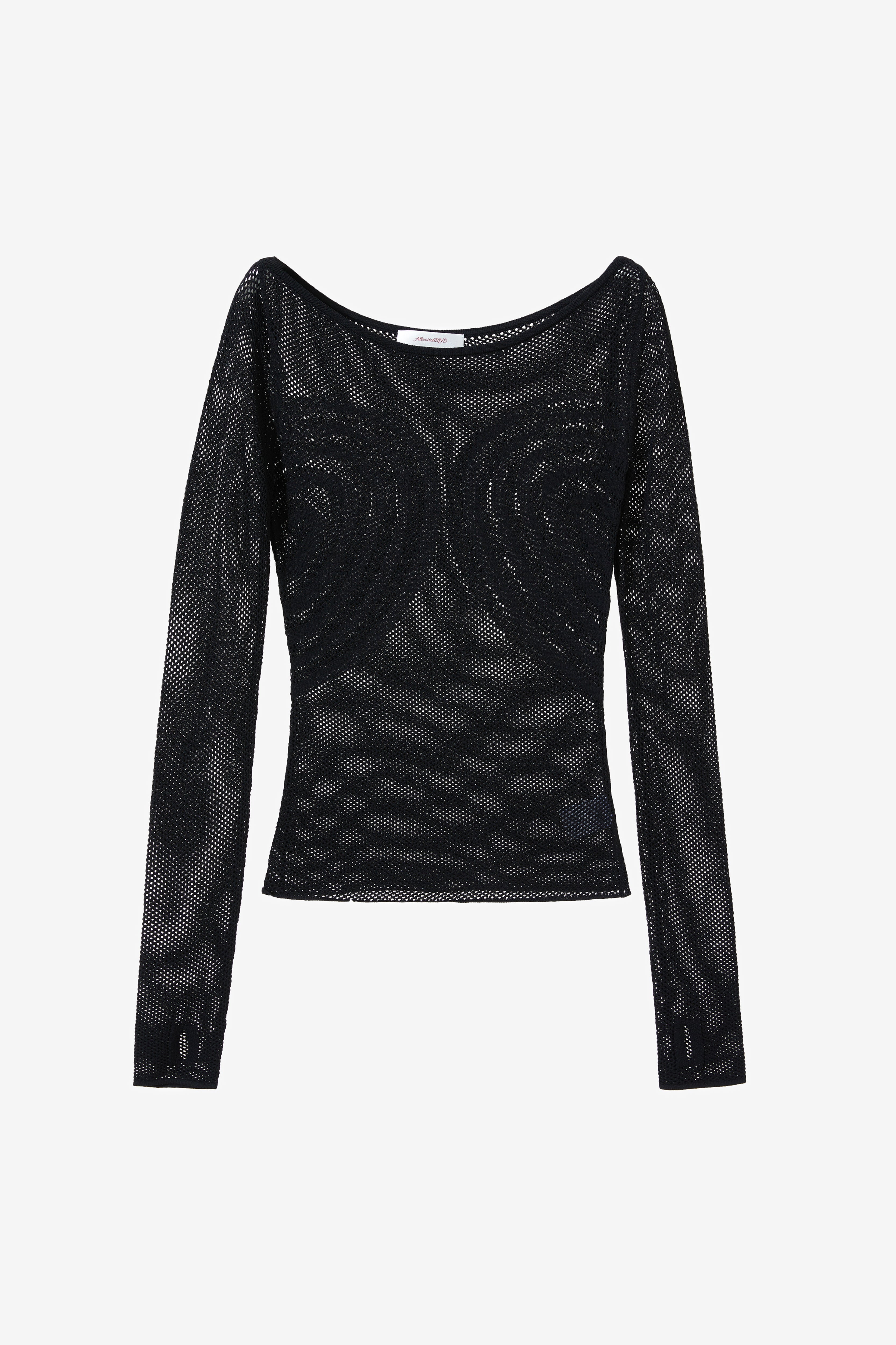 Double Heart Mesh Top in Black
