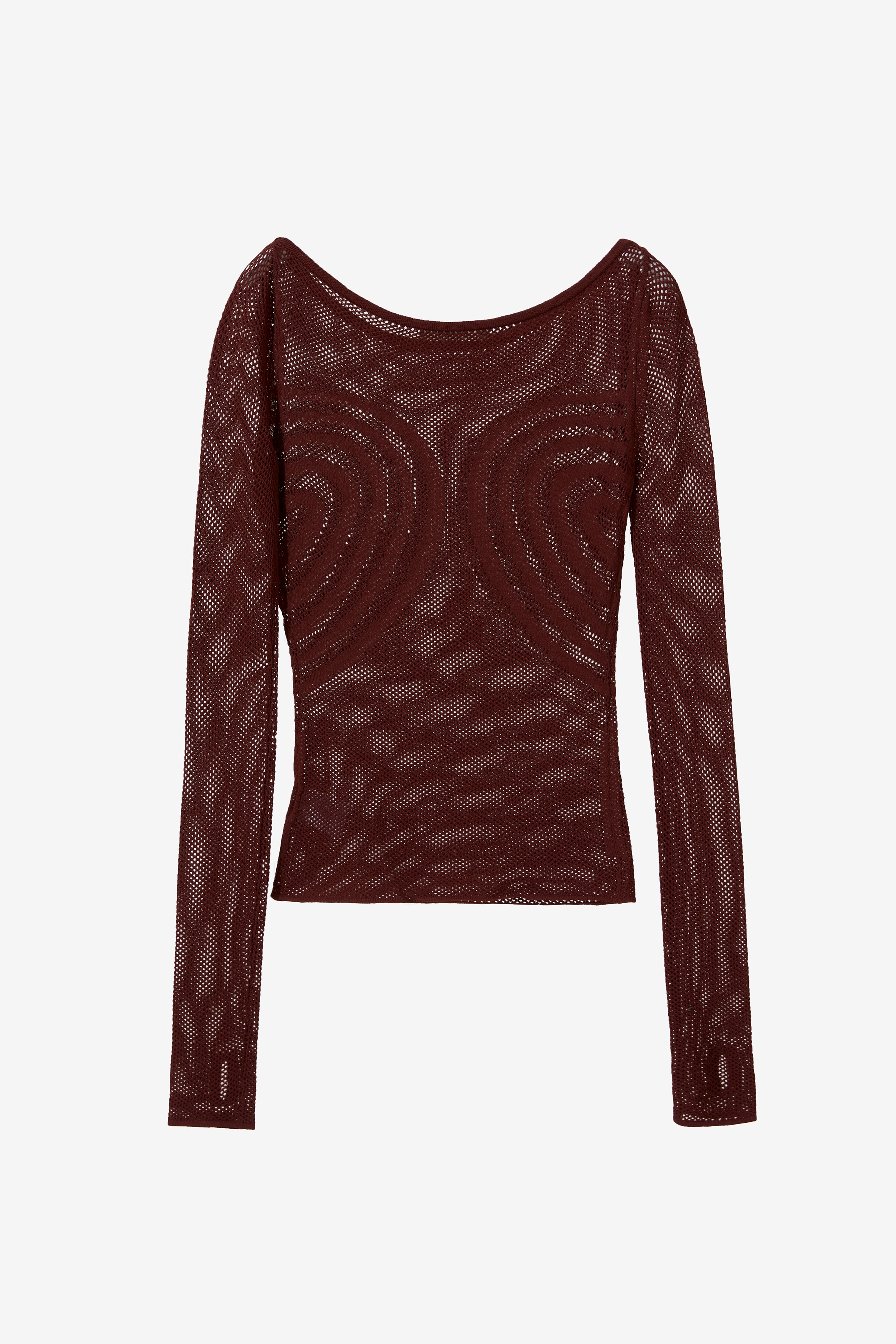 Double Heart Mesh Top in Rosewood