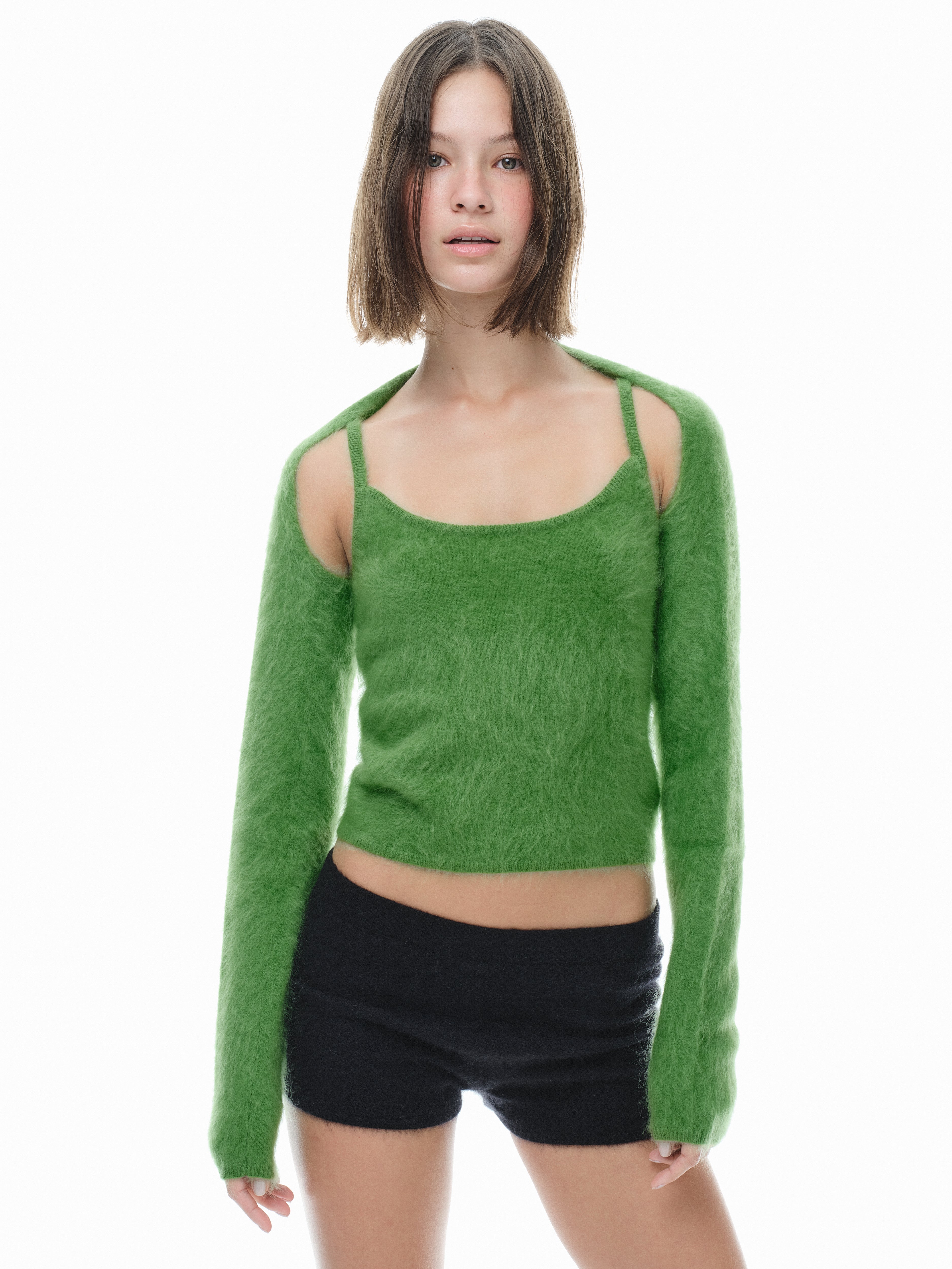 Hairy Cashmere Sleeves - Wasabi