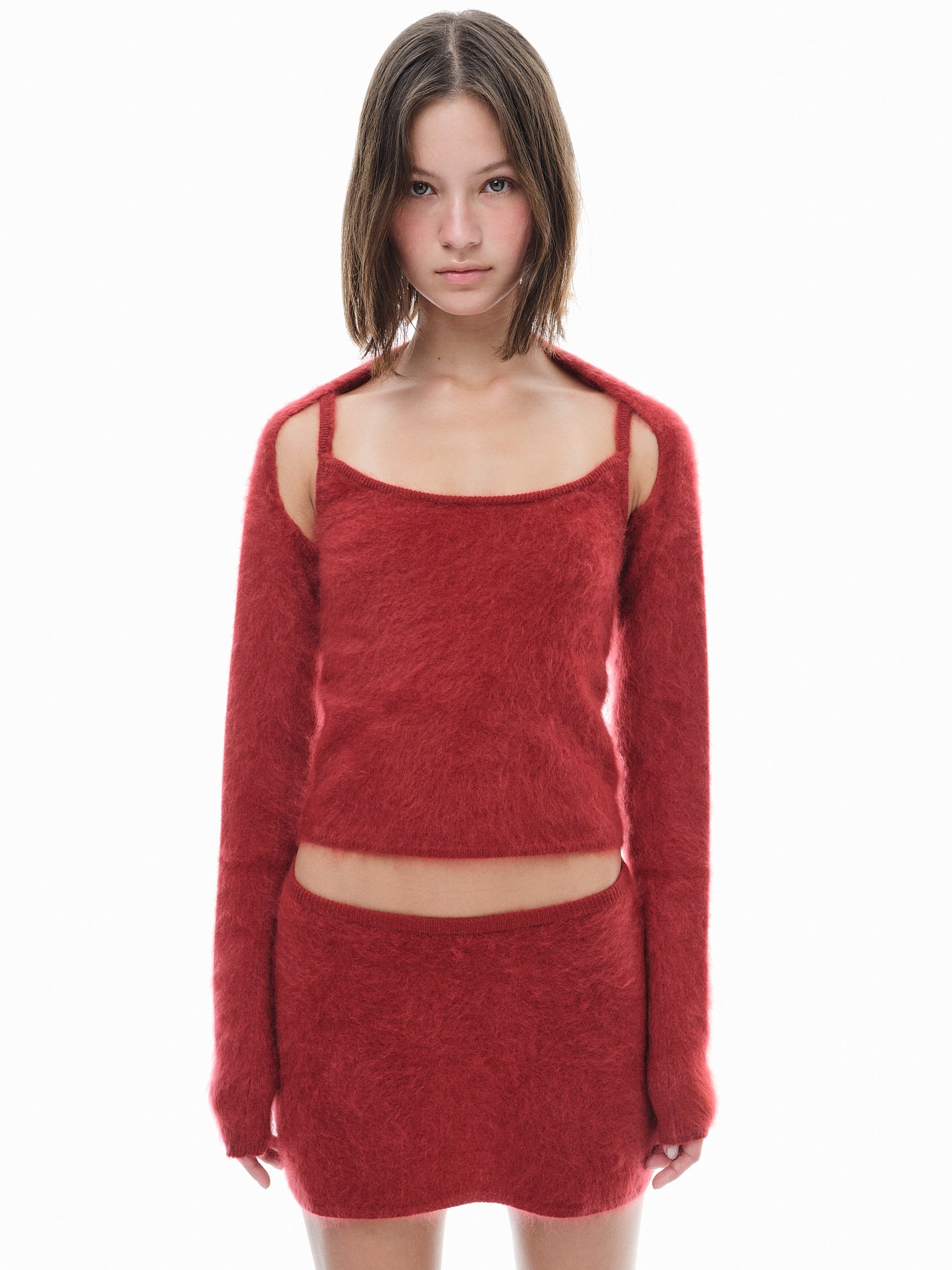 Hairy Cashmere Sleeves - Pomegranate