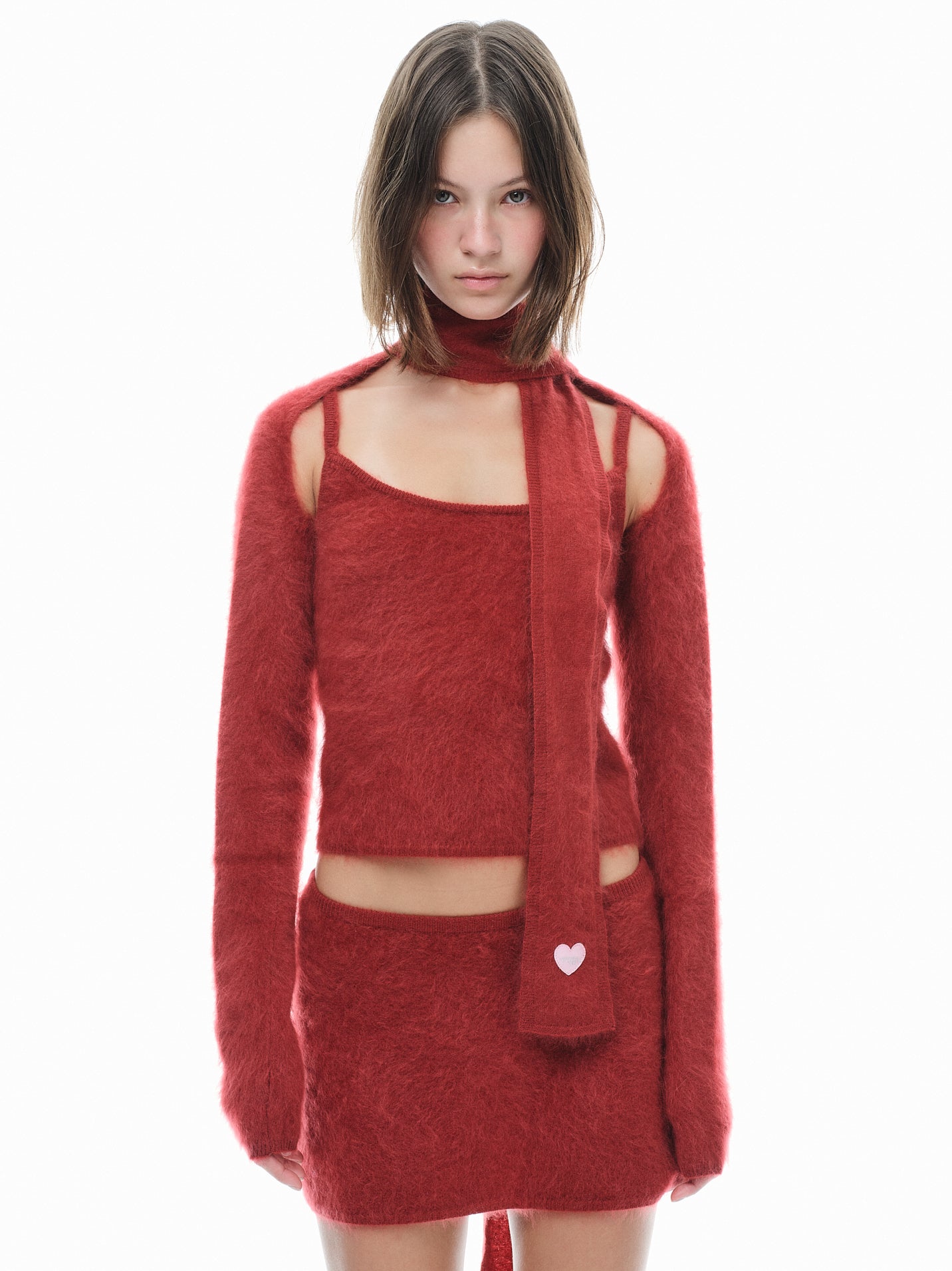Hairy Cashmere Pocket Scarf - Pomegranate
