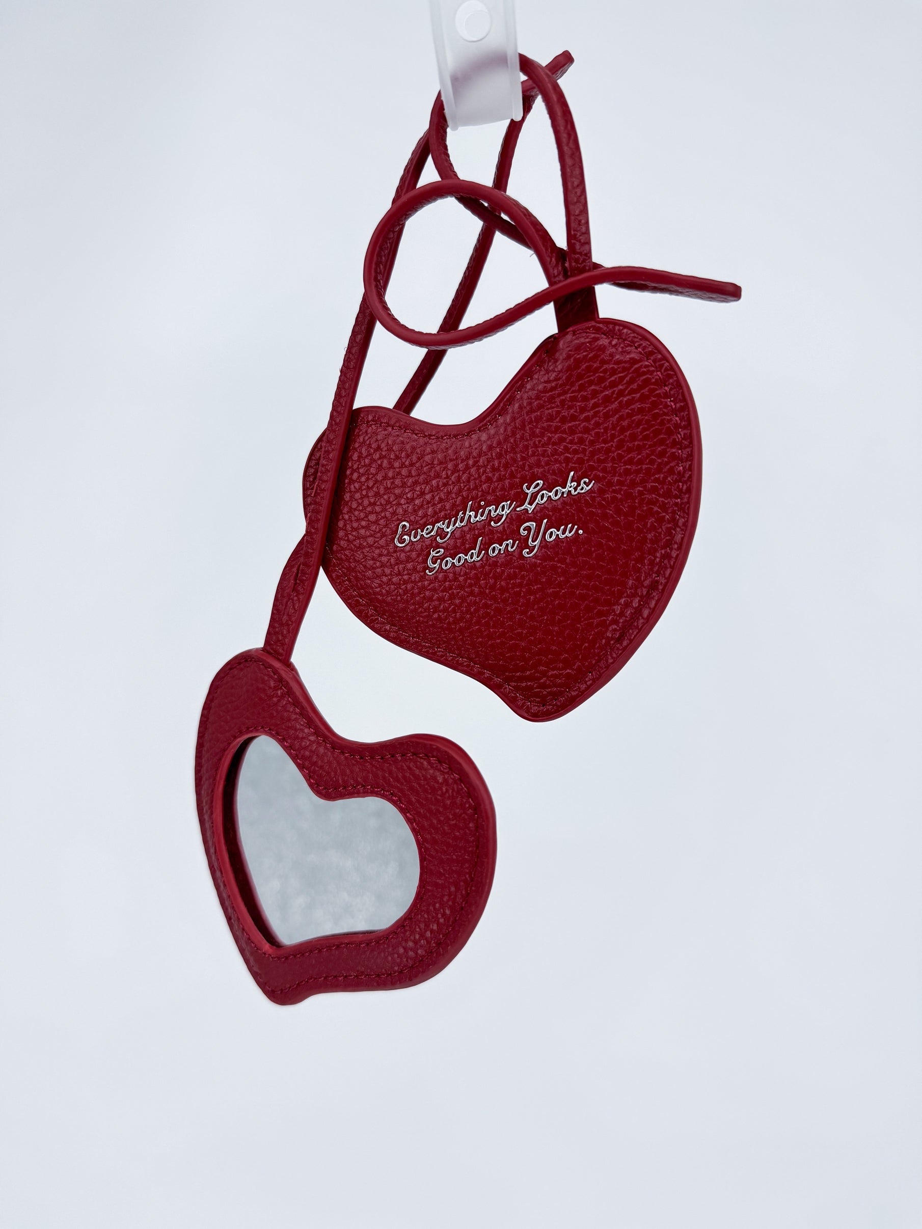 “Everything Looks Good on You” Leather Heart Mirror (RED)