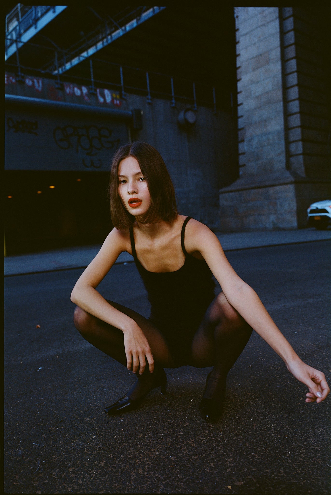 Hairy Cashmere Tank - Black