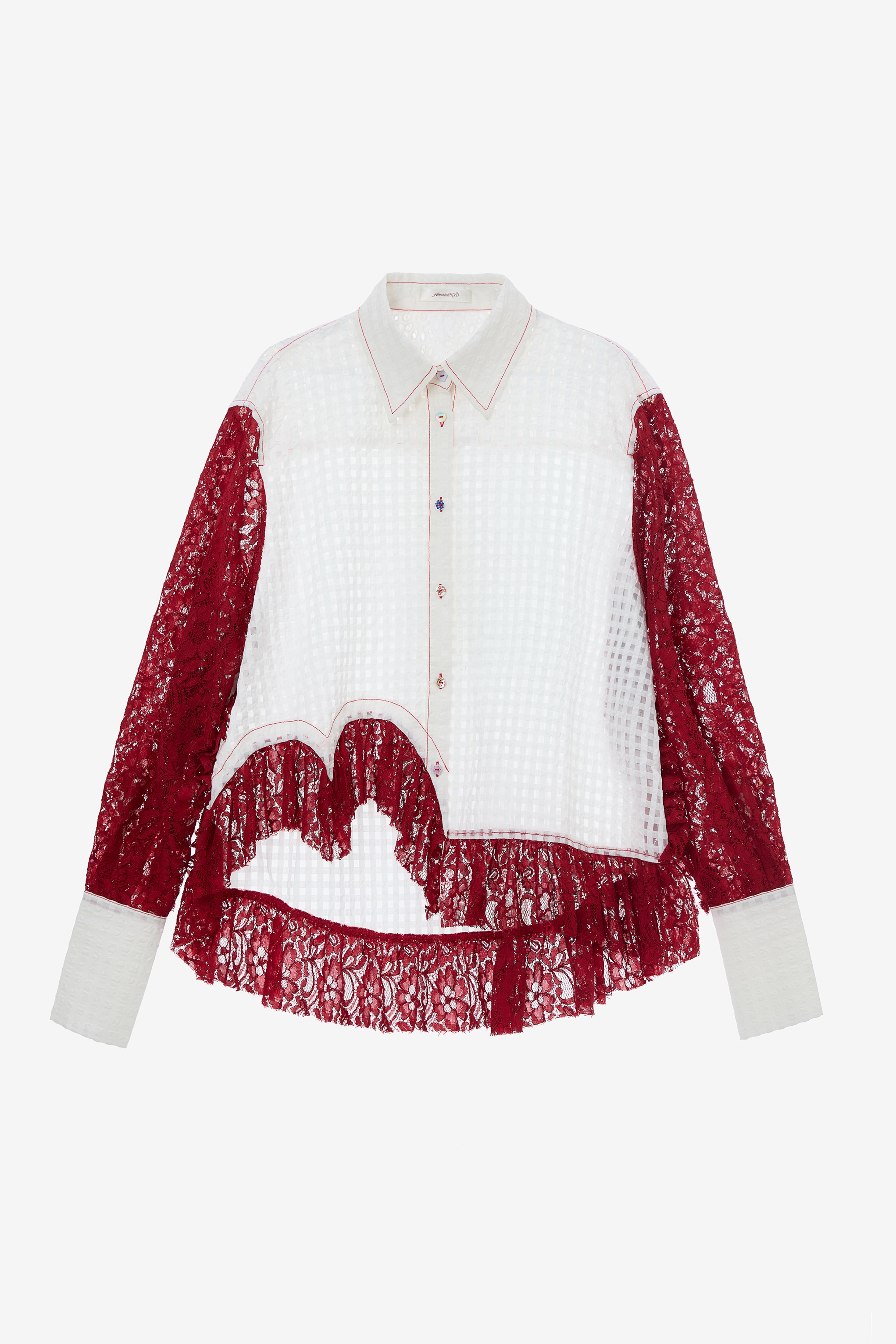 "I HEART U 2" Button Up- Red Lace