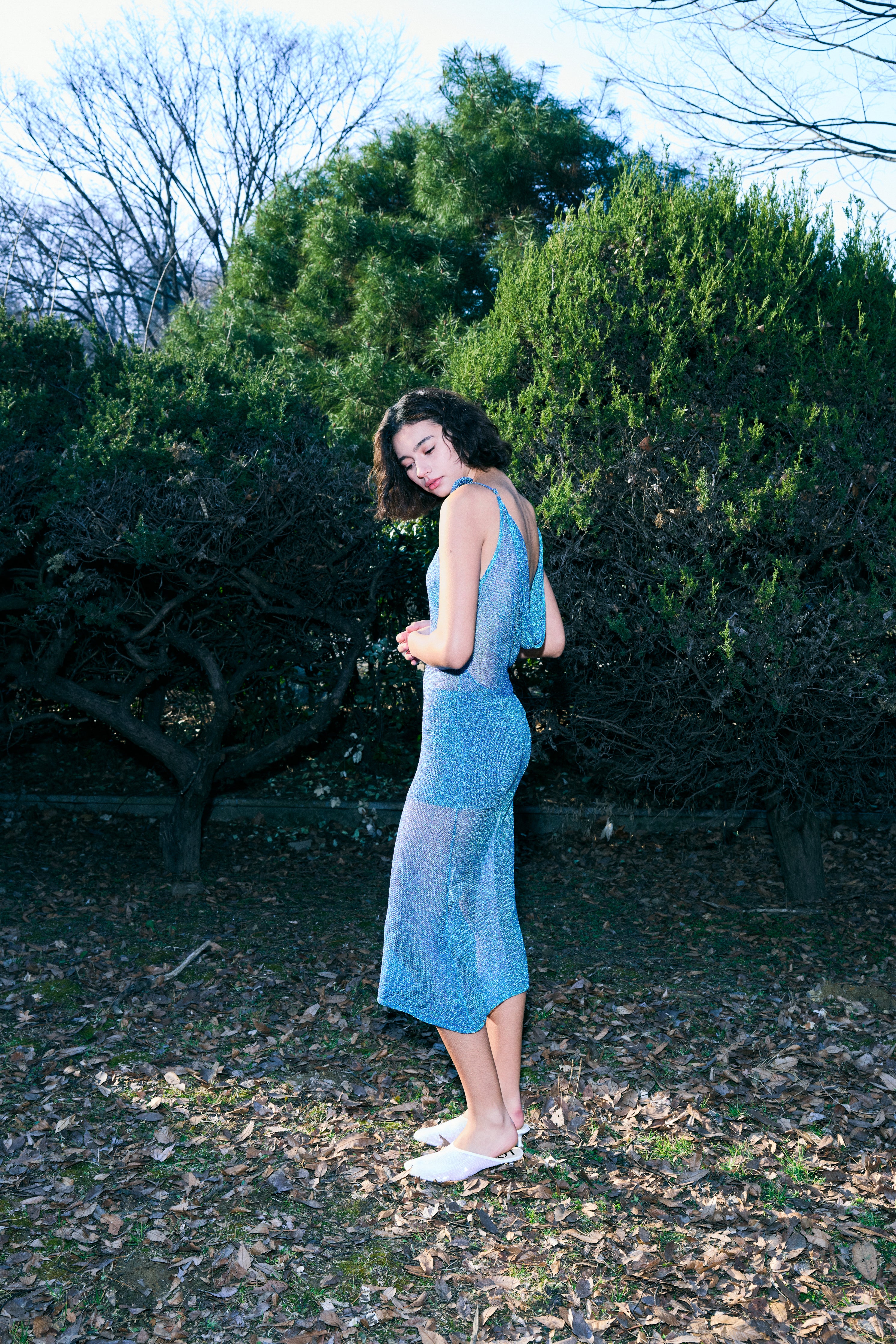 The Galaxy Cowl Back Dress in Twilight