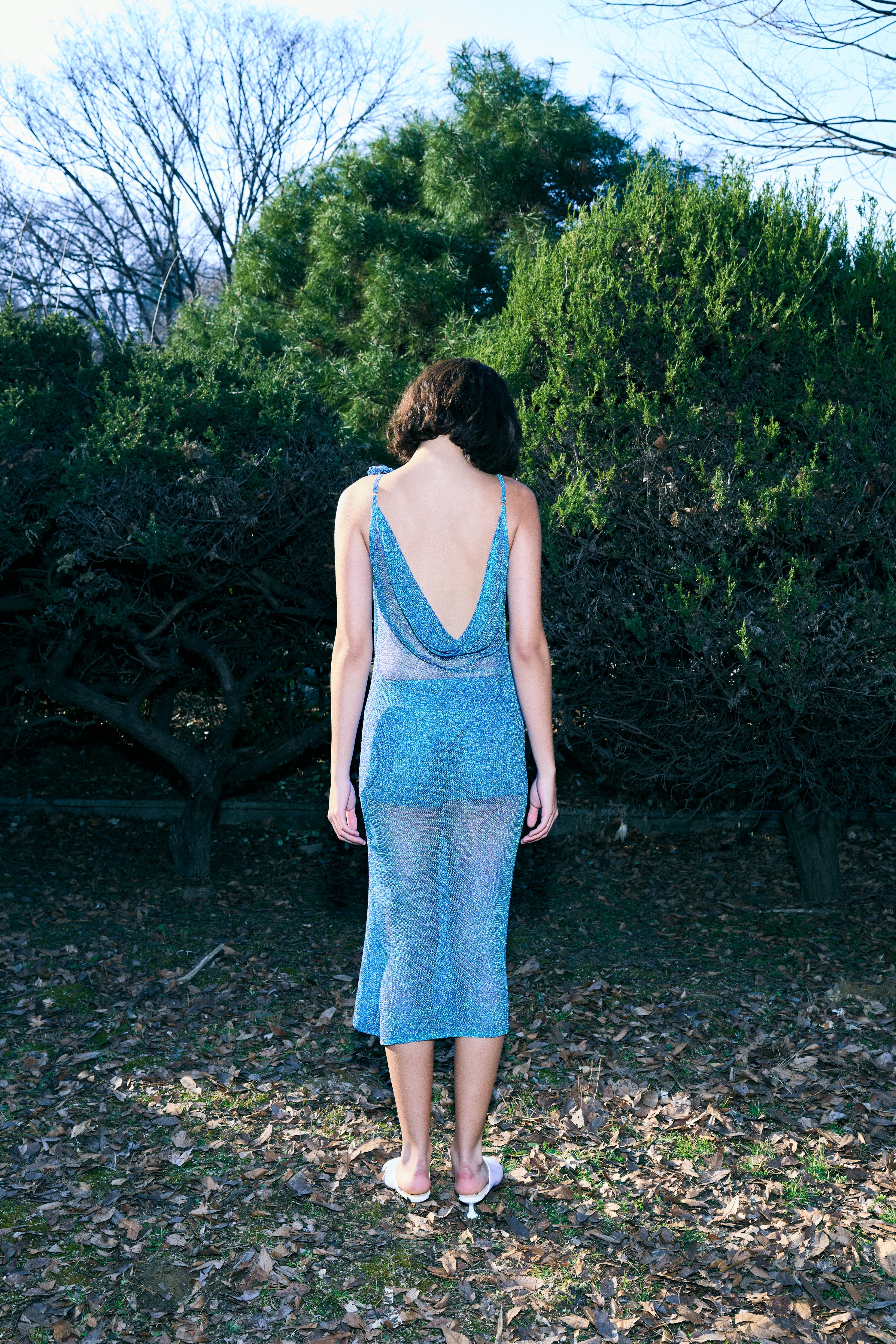 The Galaxy Cowl Back Dress in Twilight