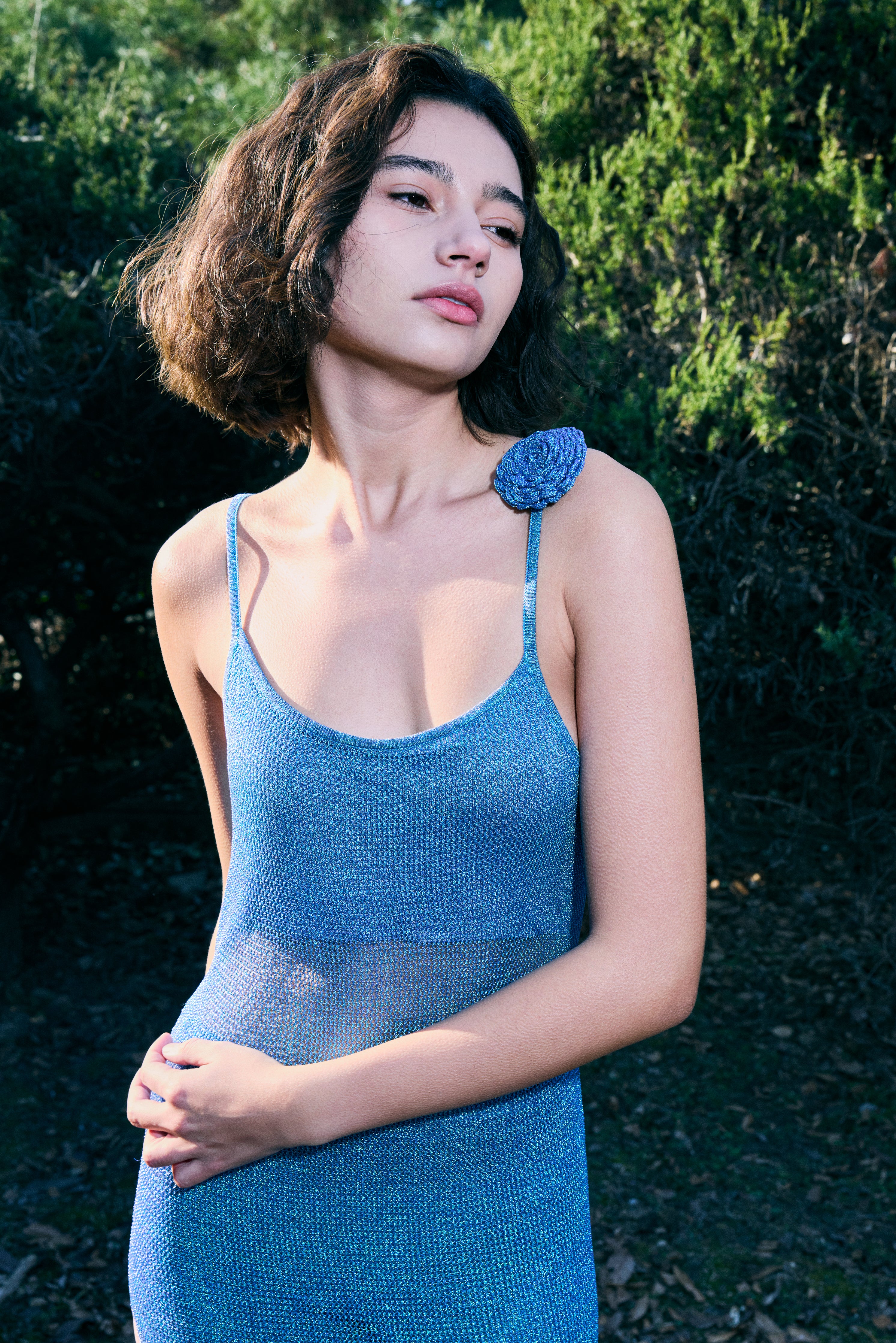 The Galaxy Cowl Back Dress in Twilight