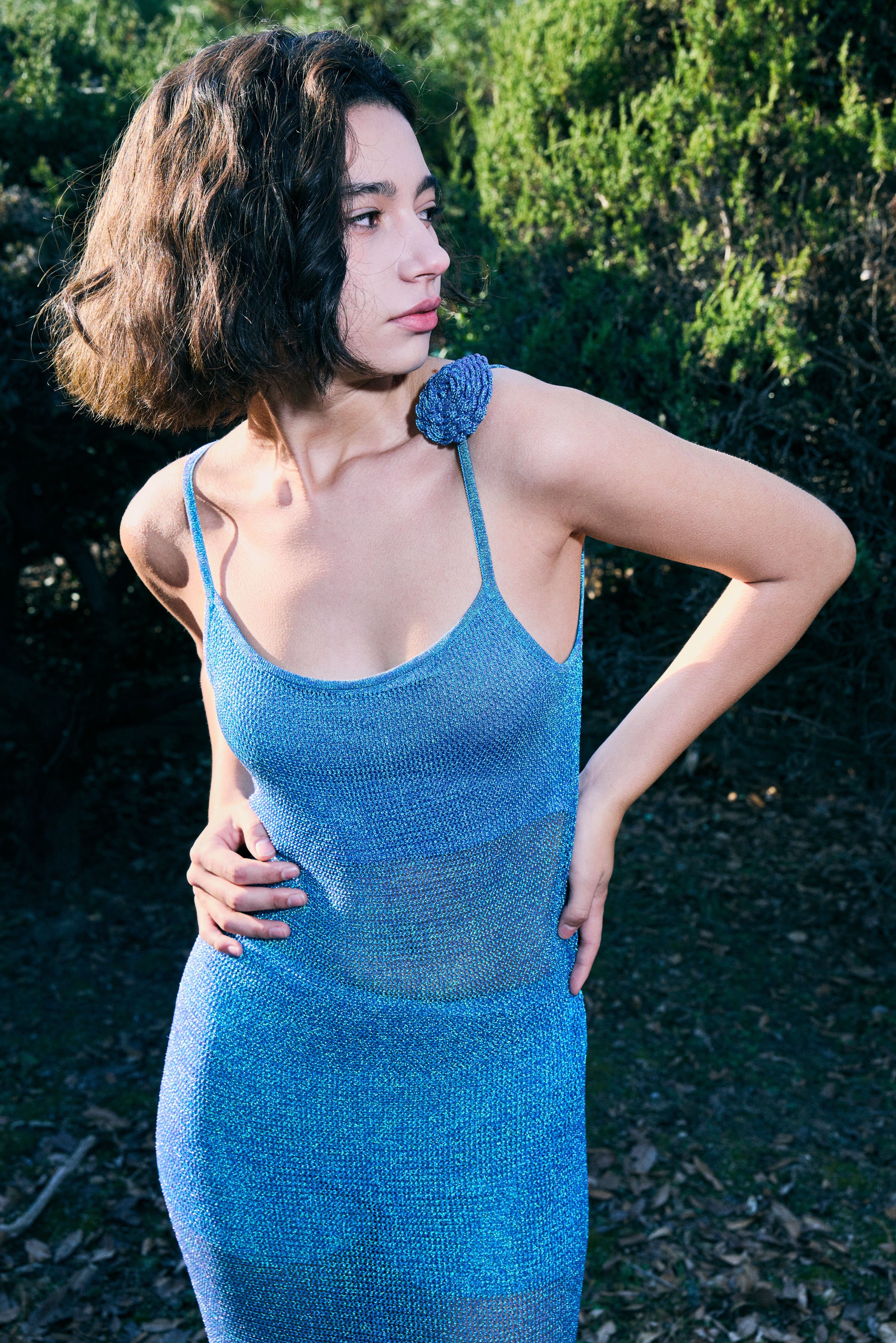 The Galaxy Cowl Back Dress in Twilight