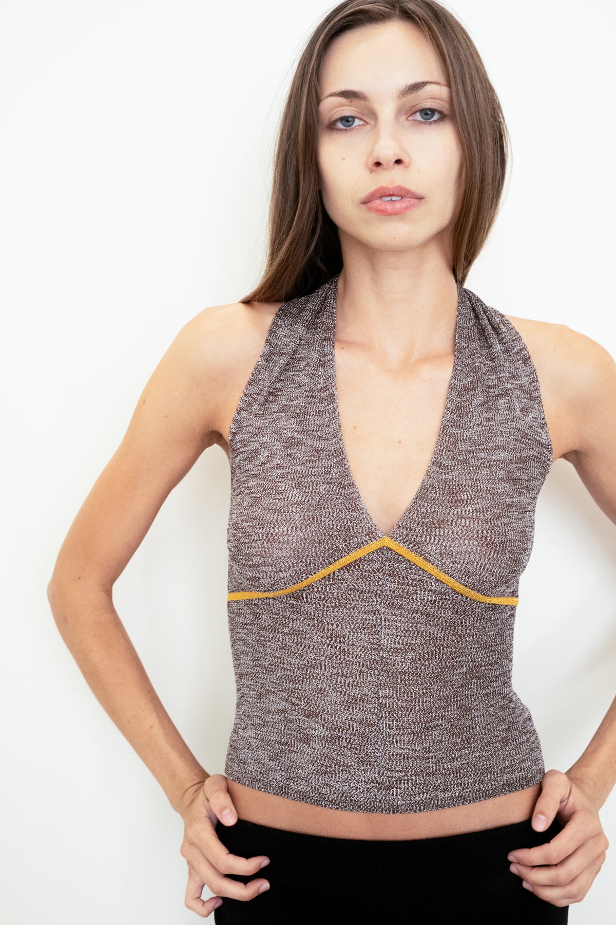 The Galaxy Halter Top in Silver Brown
