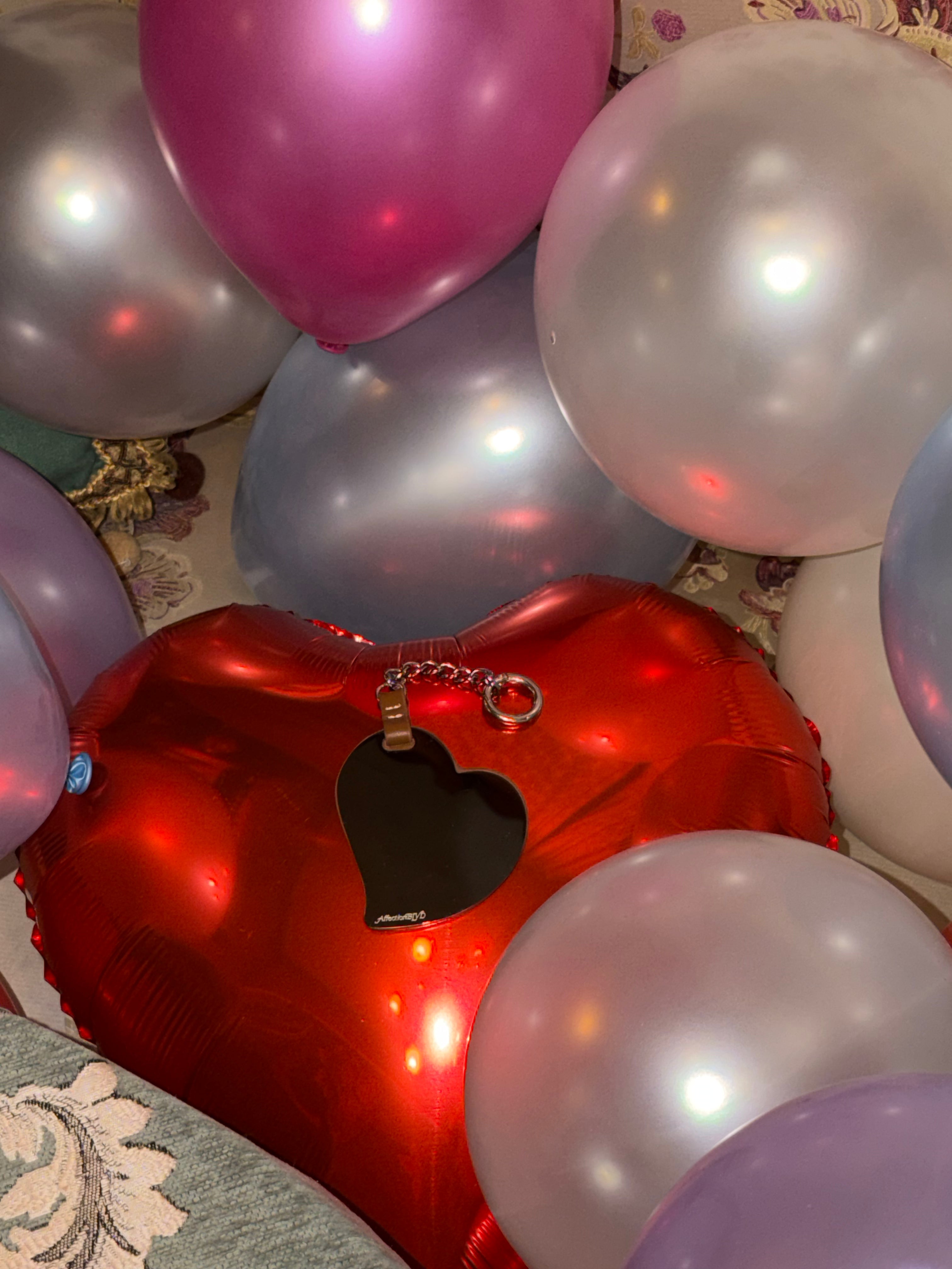 Big Heart Bag with Leather (Red) +  Mirror Charm