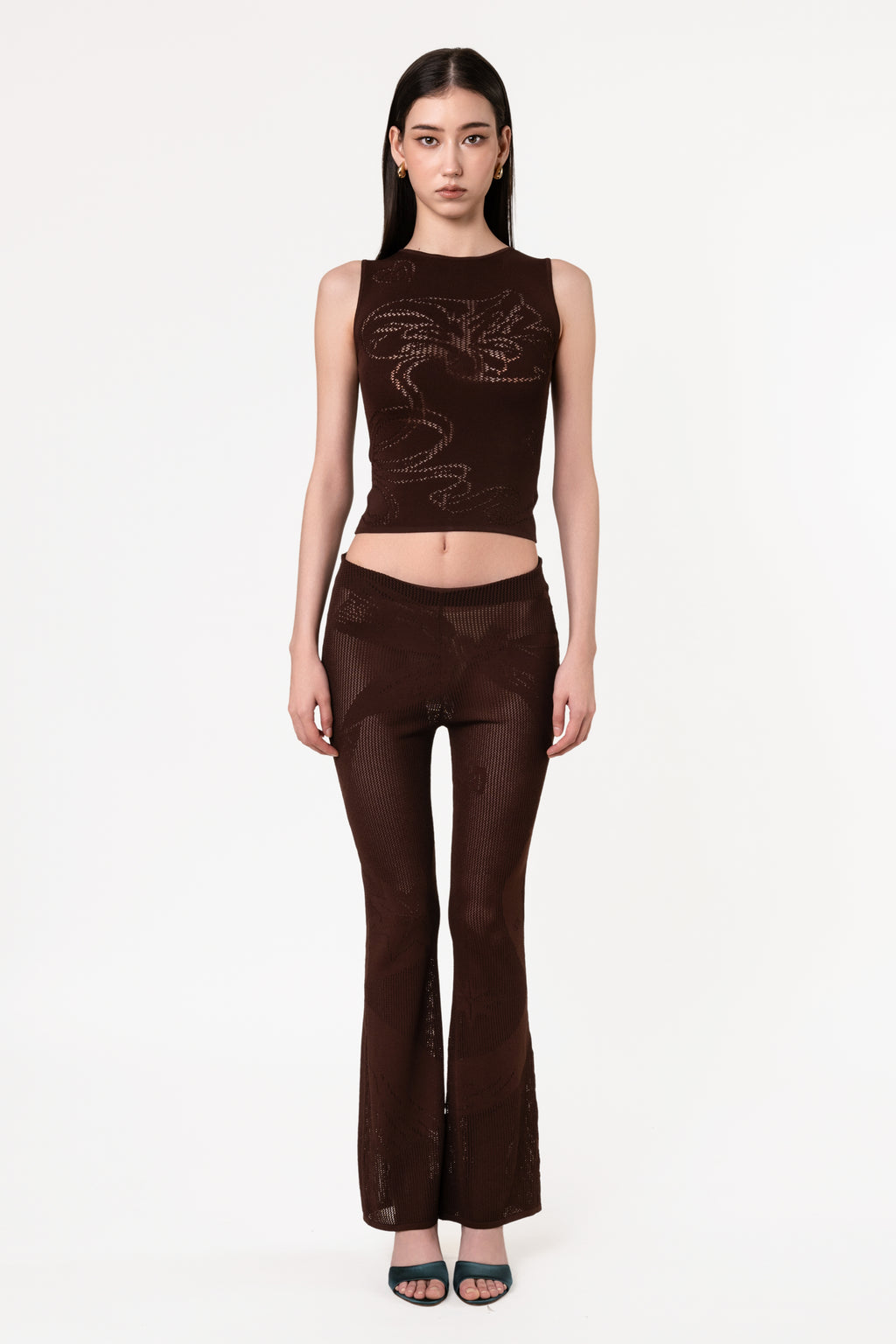 Bow Mesh Pants Mocha