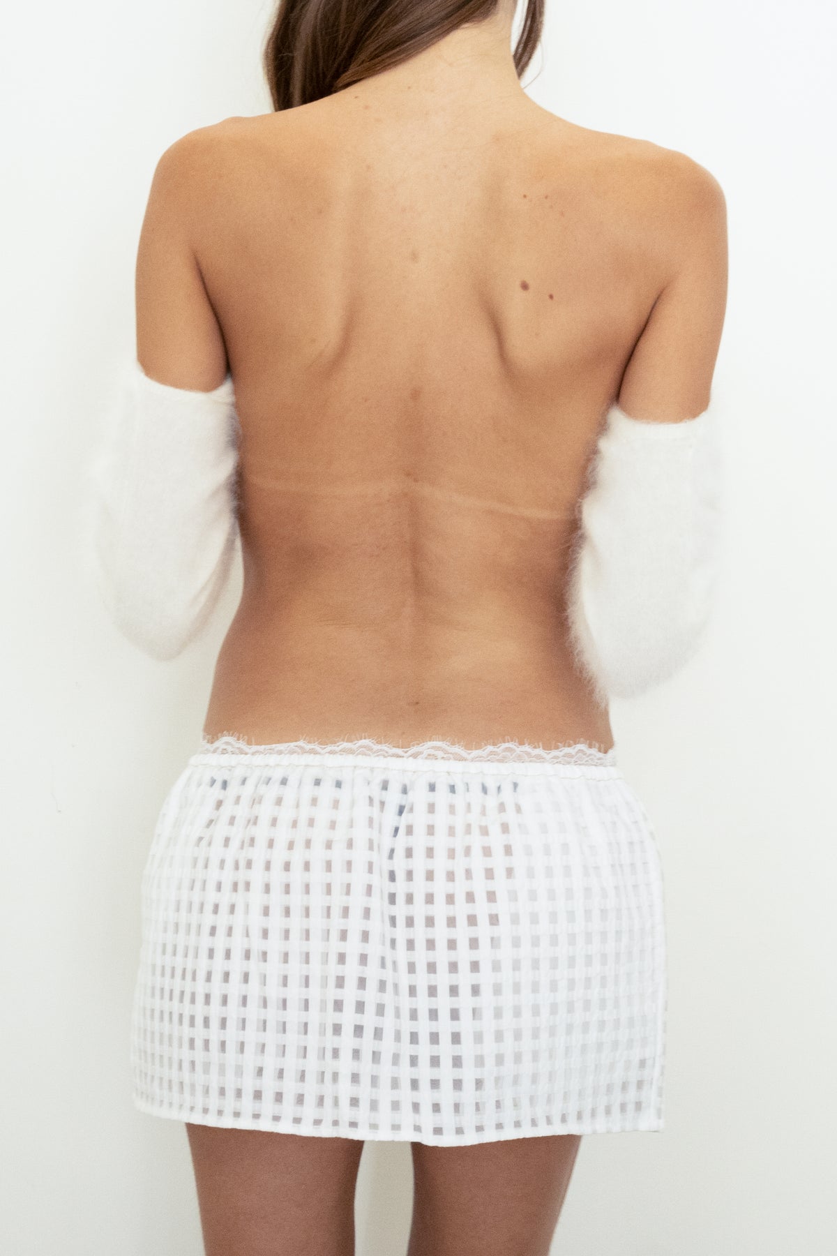 Peep Lace Skirt - White Checkers