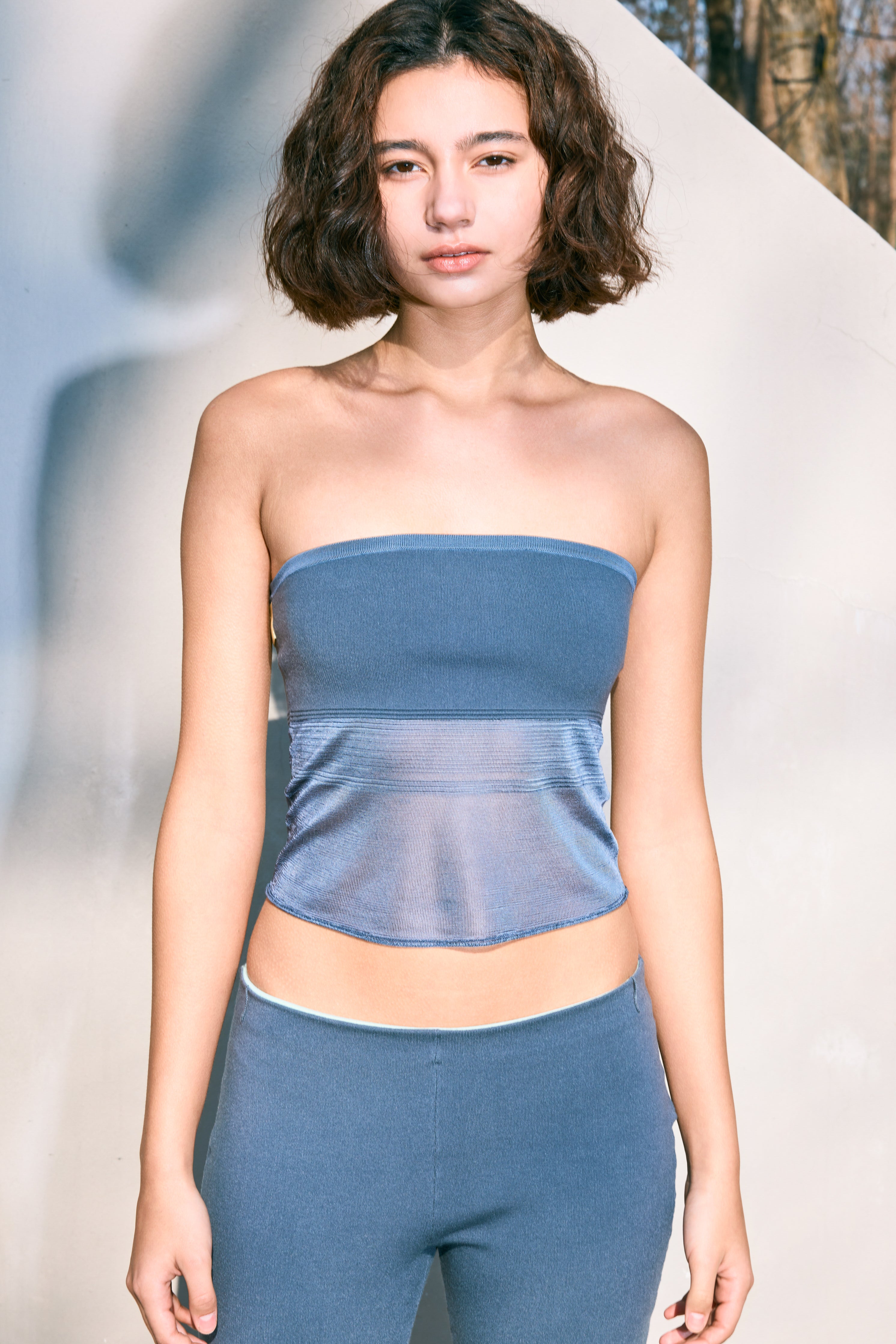 The Whisper Side Strap Tube in Grey