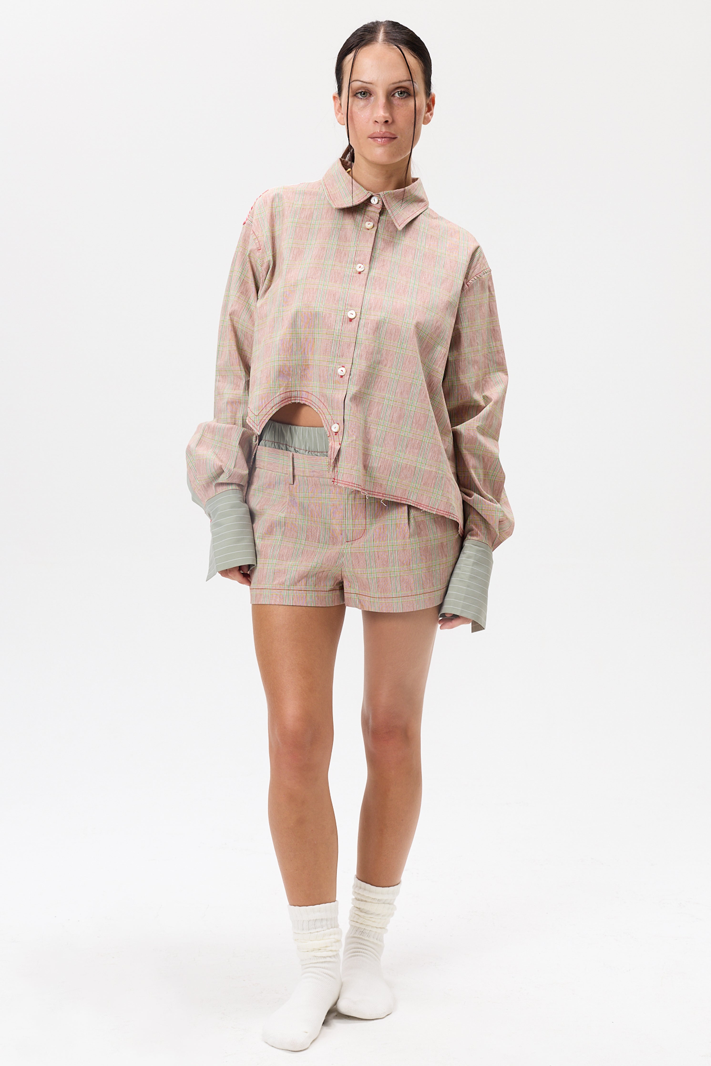 "I HEART U" Patchwork Button Up- Combo #4