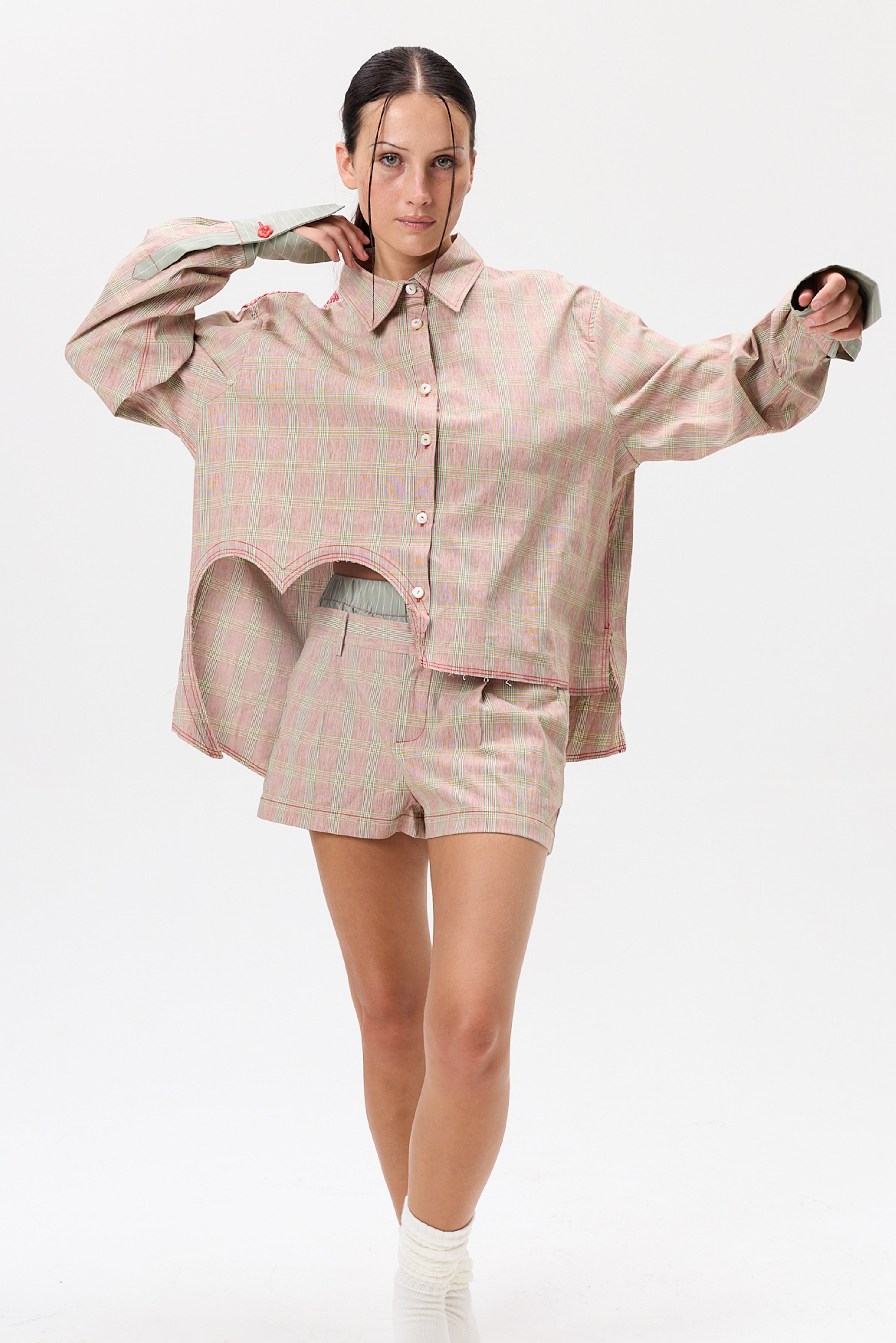 "I HEART U" Patchwork Button Up- Combo #4