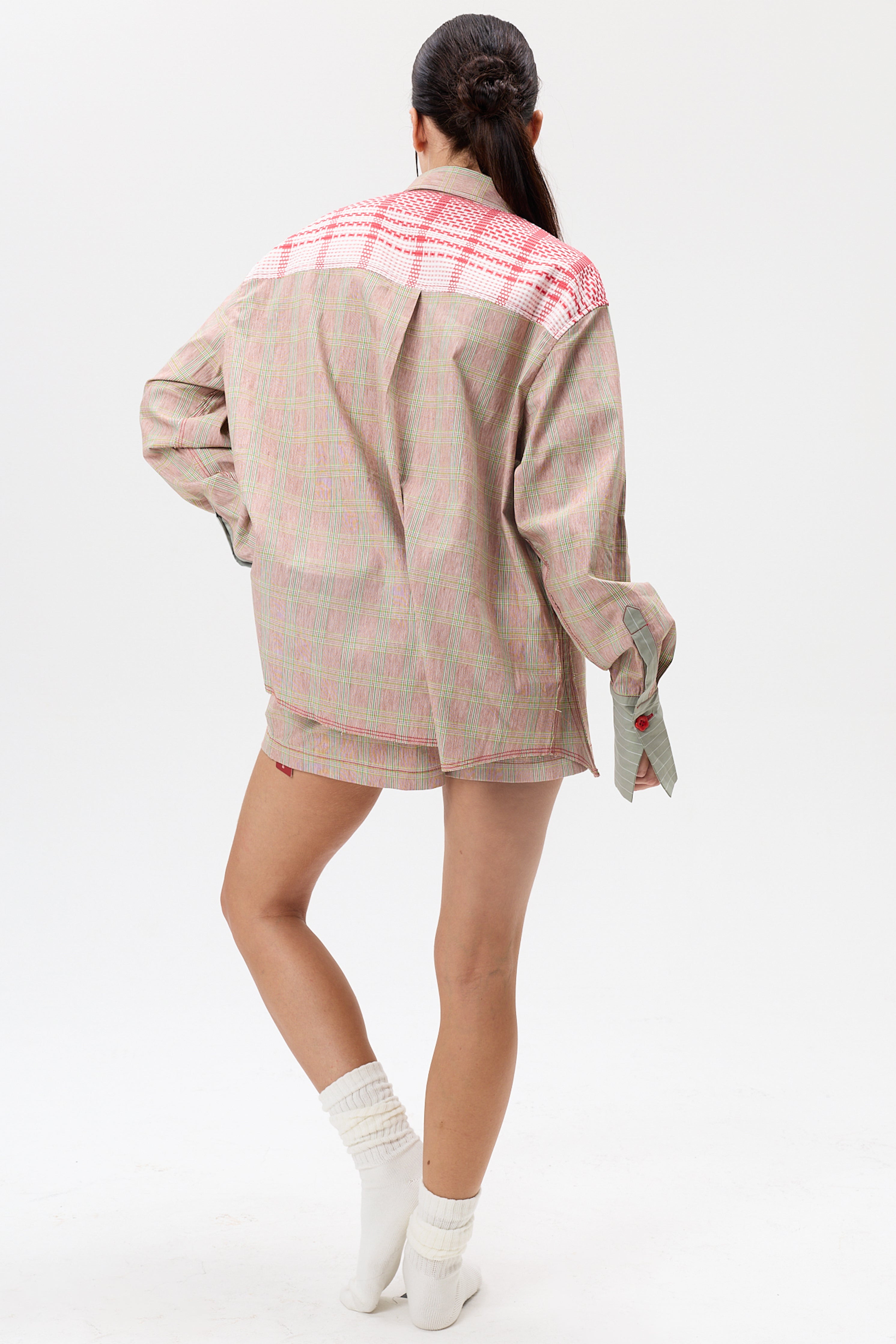 "I HEART U" Patchwork Button Up- Combo #4