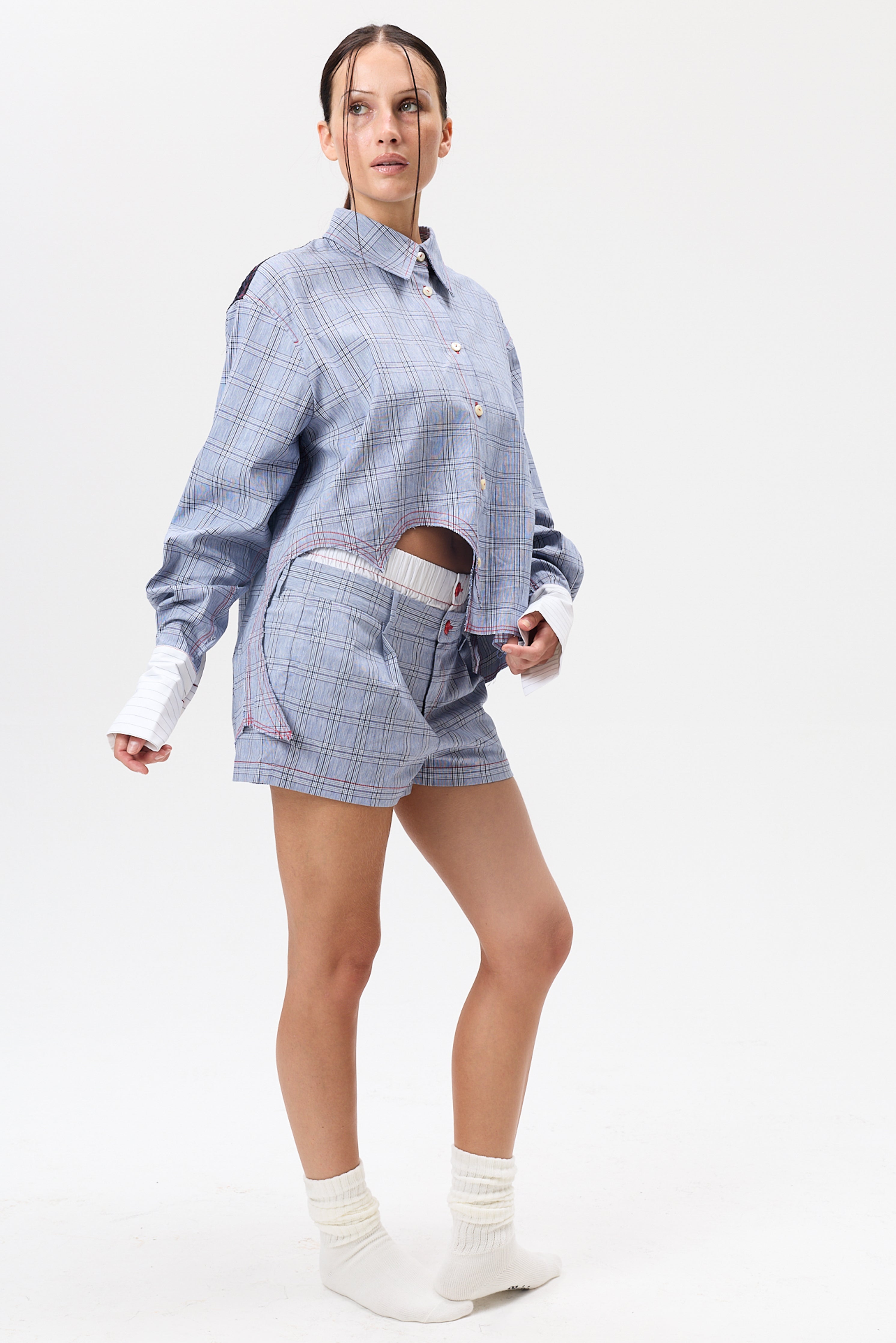 "I HEART U" Patchwork Button Up- Combo #5
