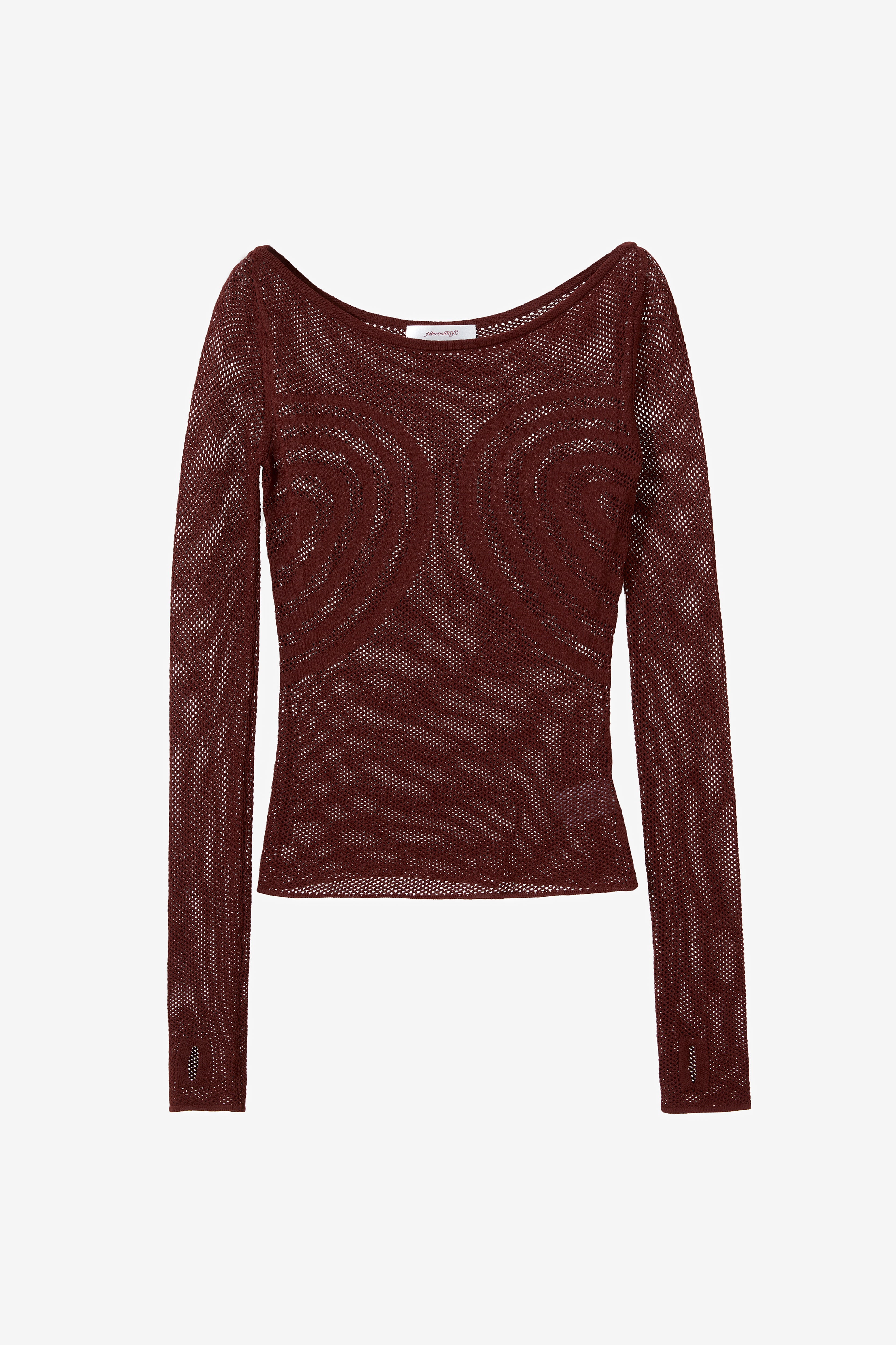Double Heart Mesh Top in Rosewood