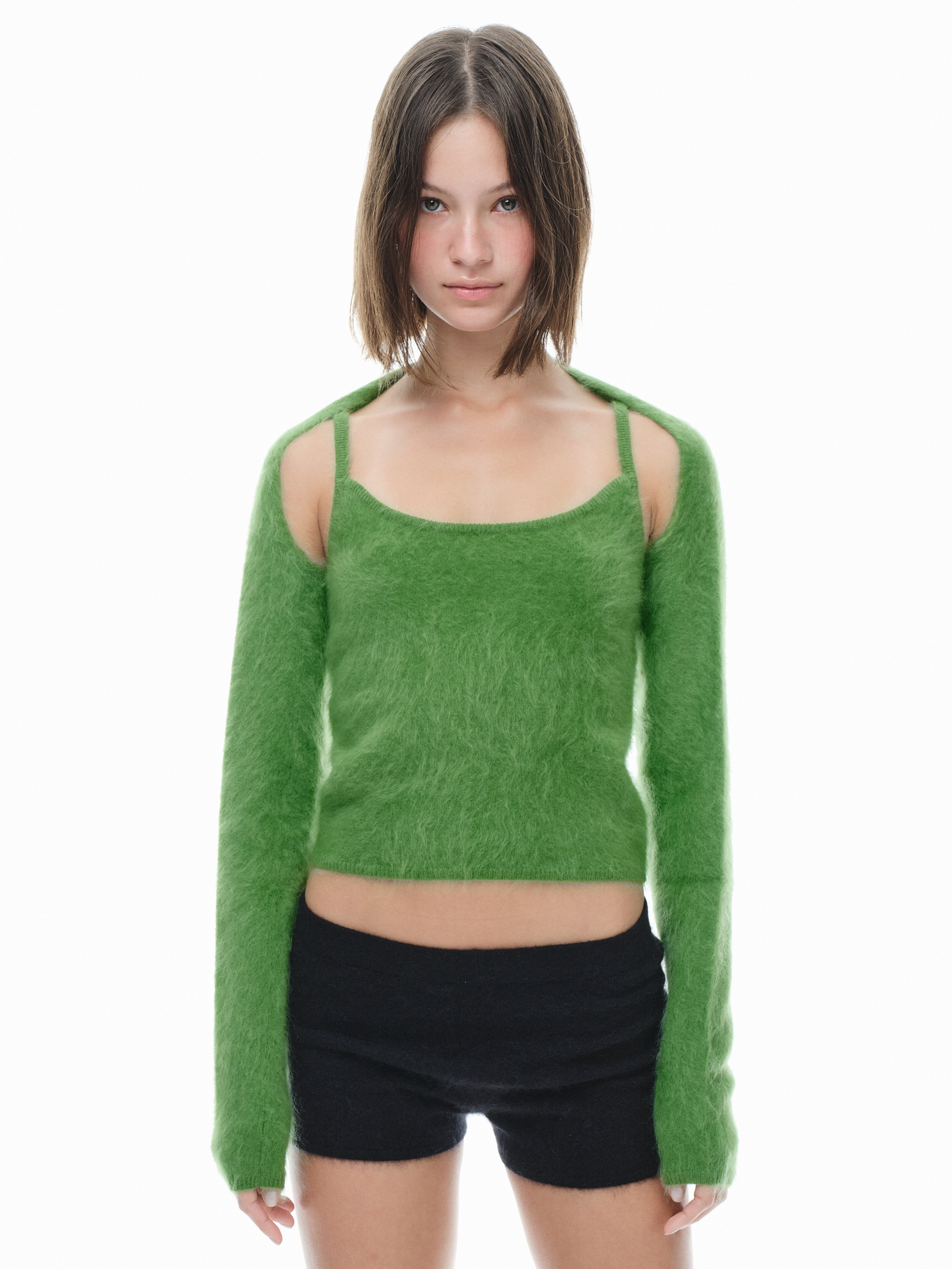 Hairy Cashmere Sleeves - Wasabi