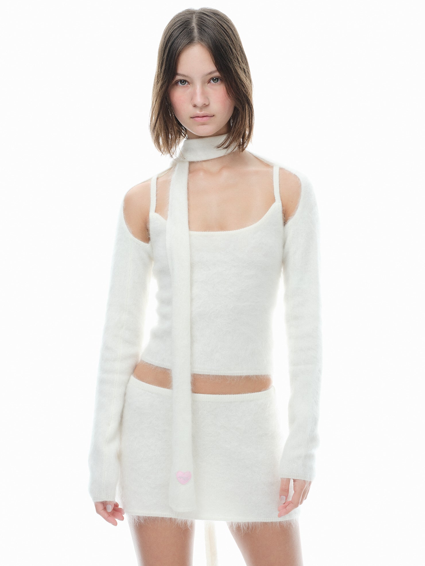 Hairy Cashmere Pocket Scarf - Milk
